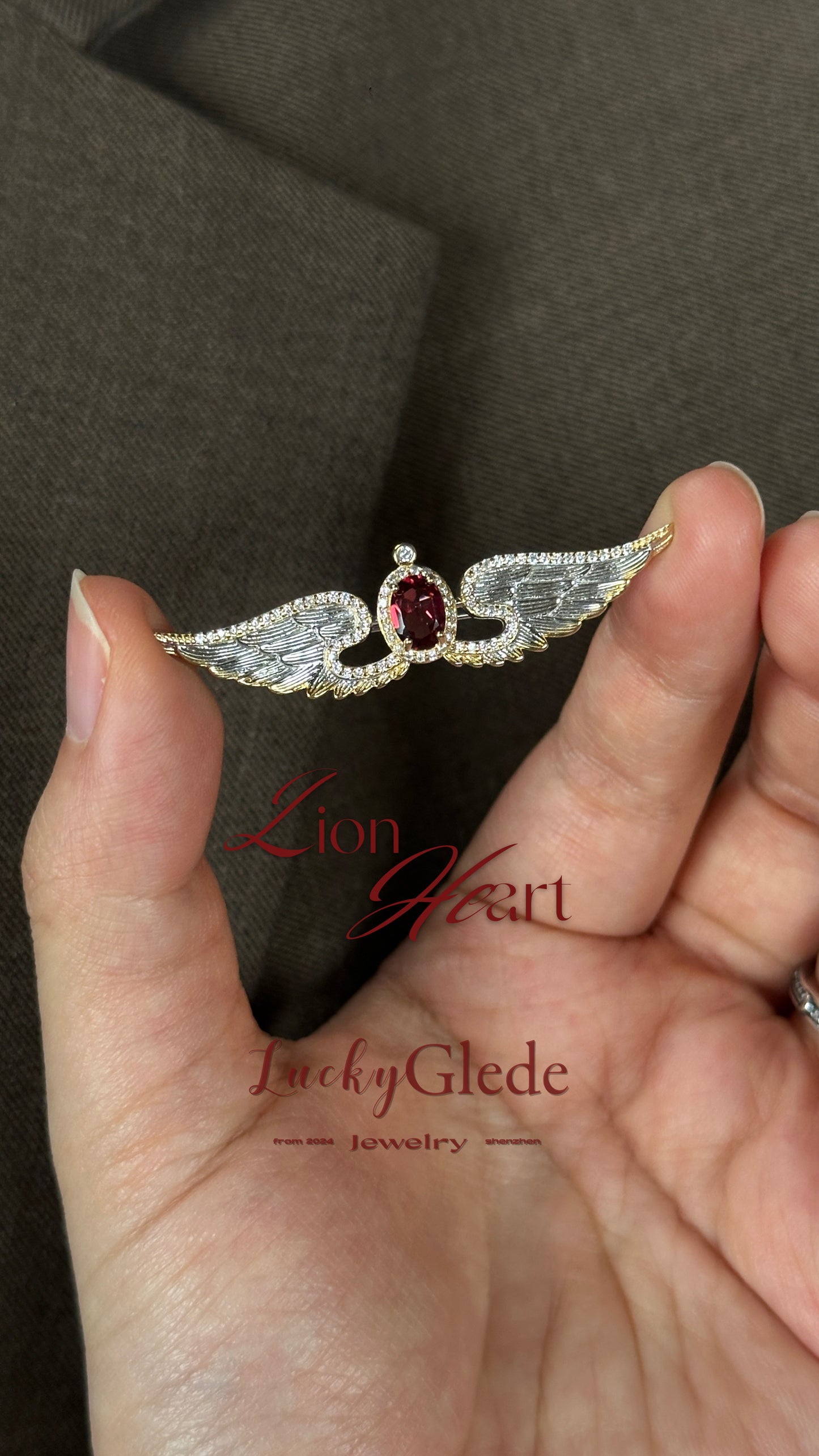 Wings of Liberty Versatile Brooch/Necklace-Garnet