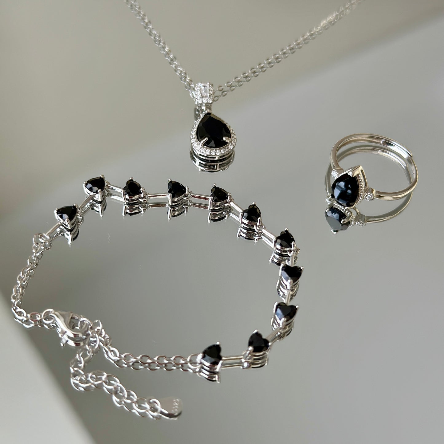 Natural Black Spinel Jewelry Set