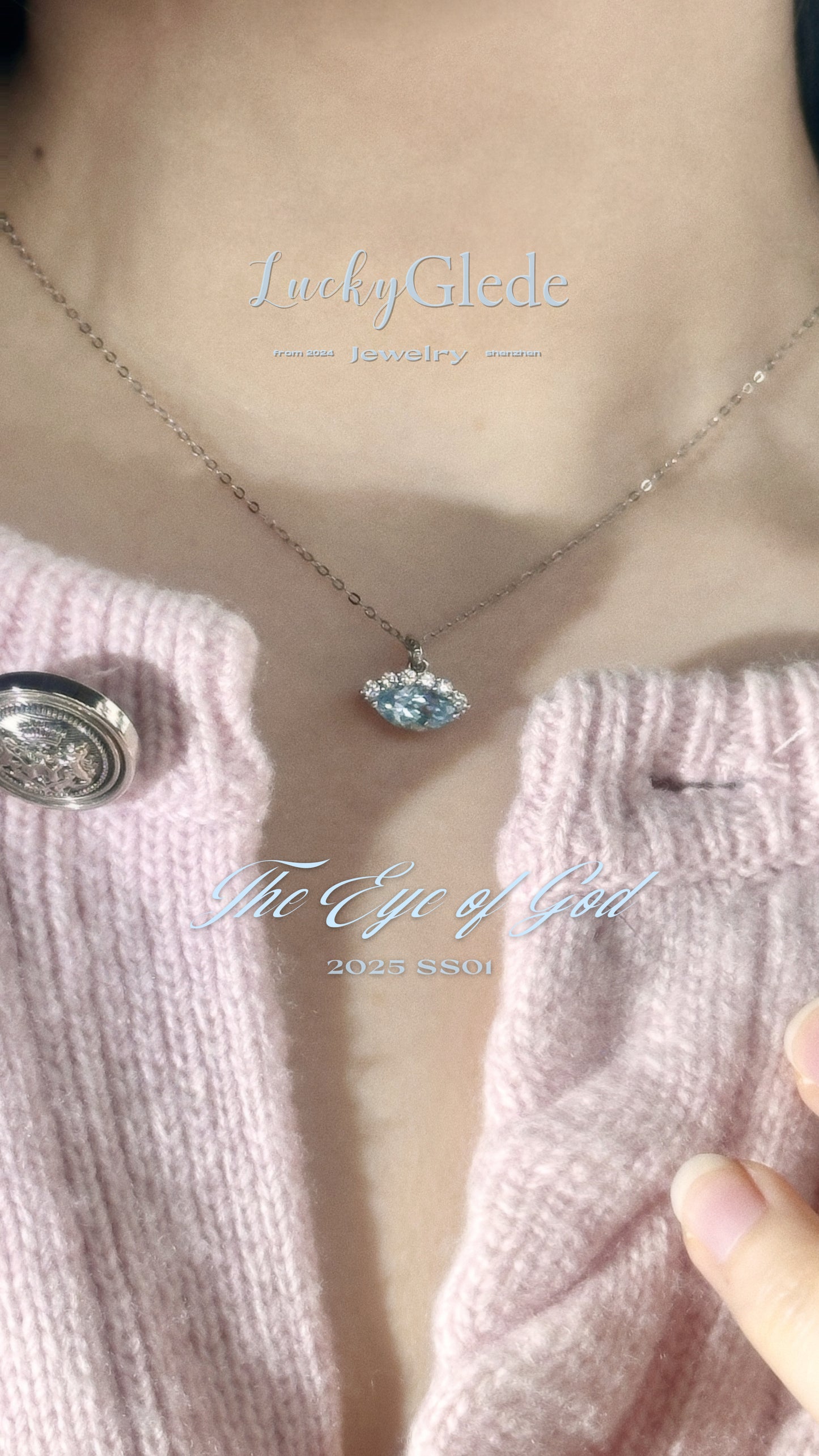 The Eye of Ocean: Natural Blue Topaz Silver Necklace