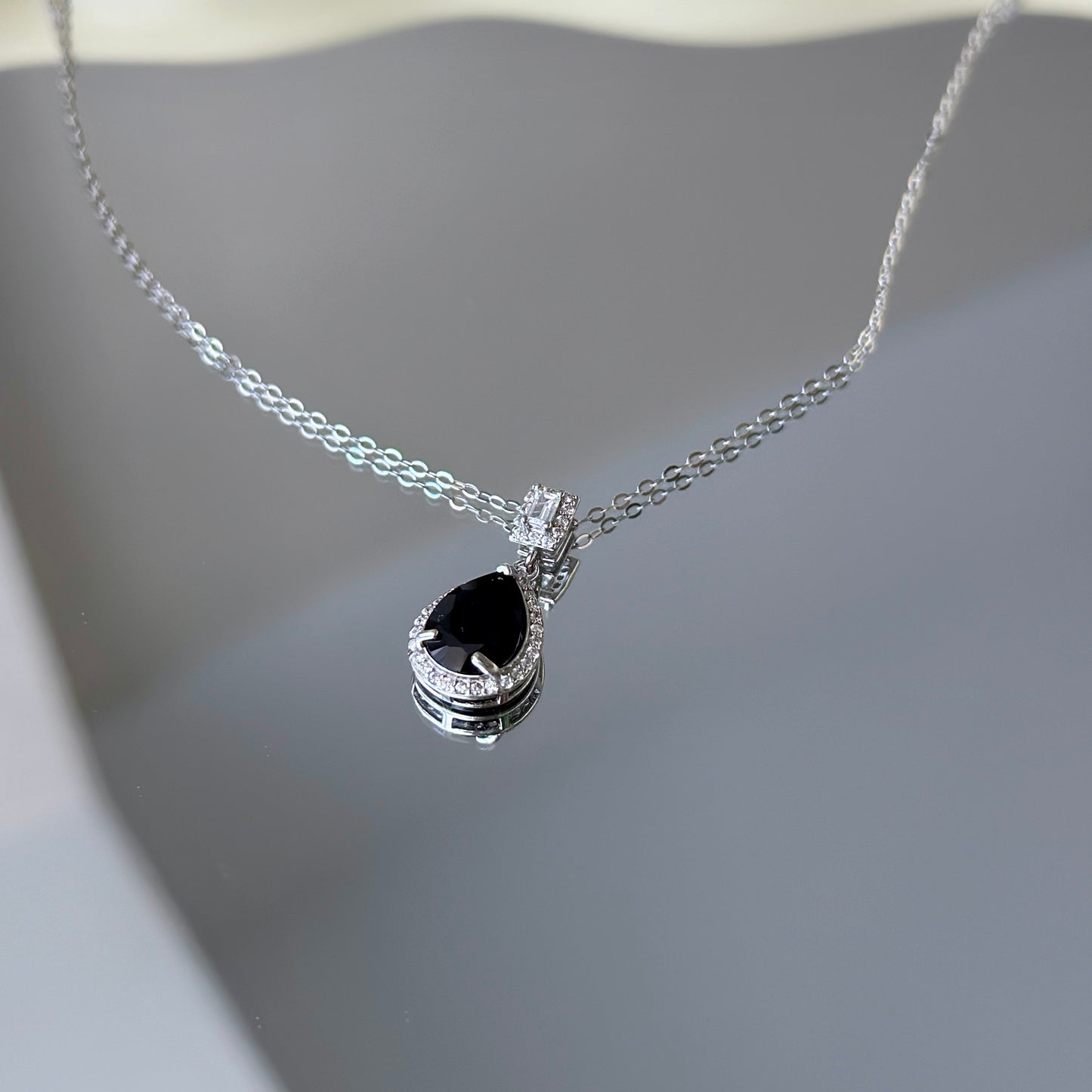 Natural Black Spinel Silver Necklace