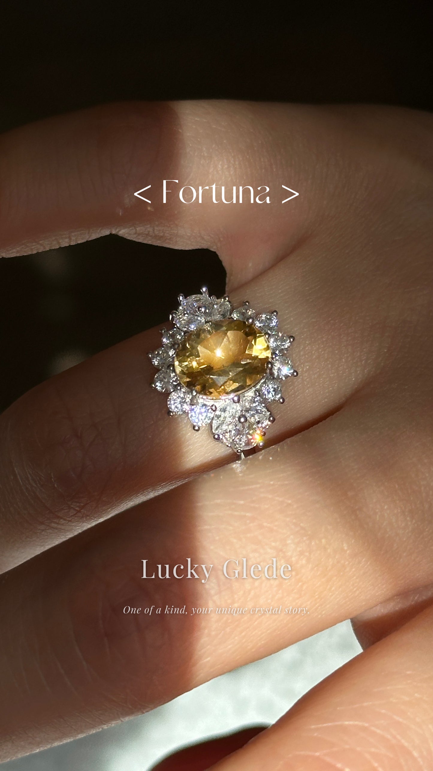 Midnight Bloom Citrine S925 Ring