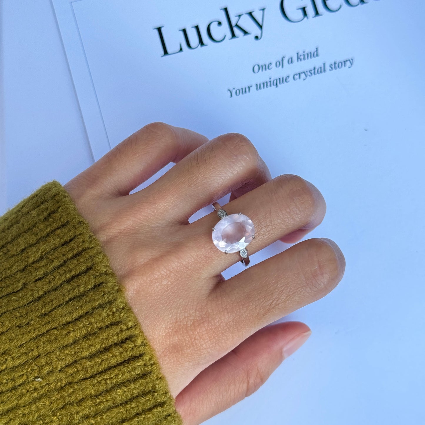 Sweet Pink Rose Quartz S925 Ring
