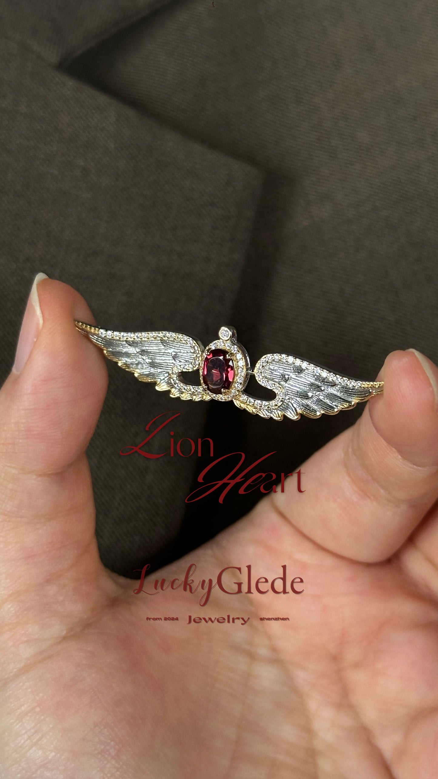 Wings of Liberty Versatile Brooch/Necklace-Garnet