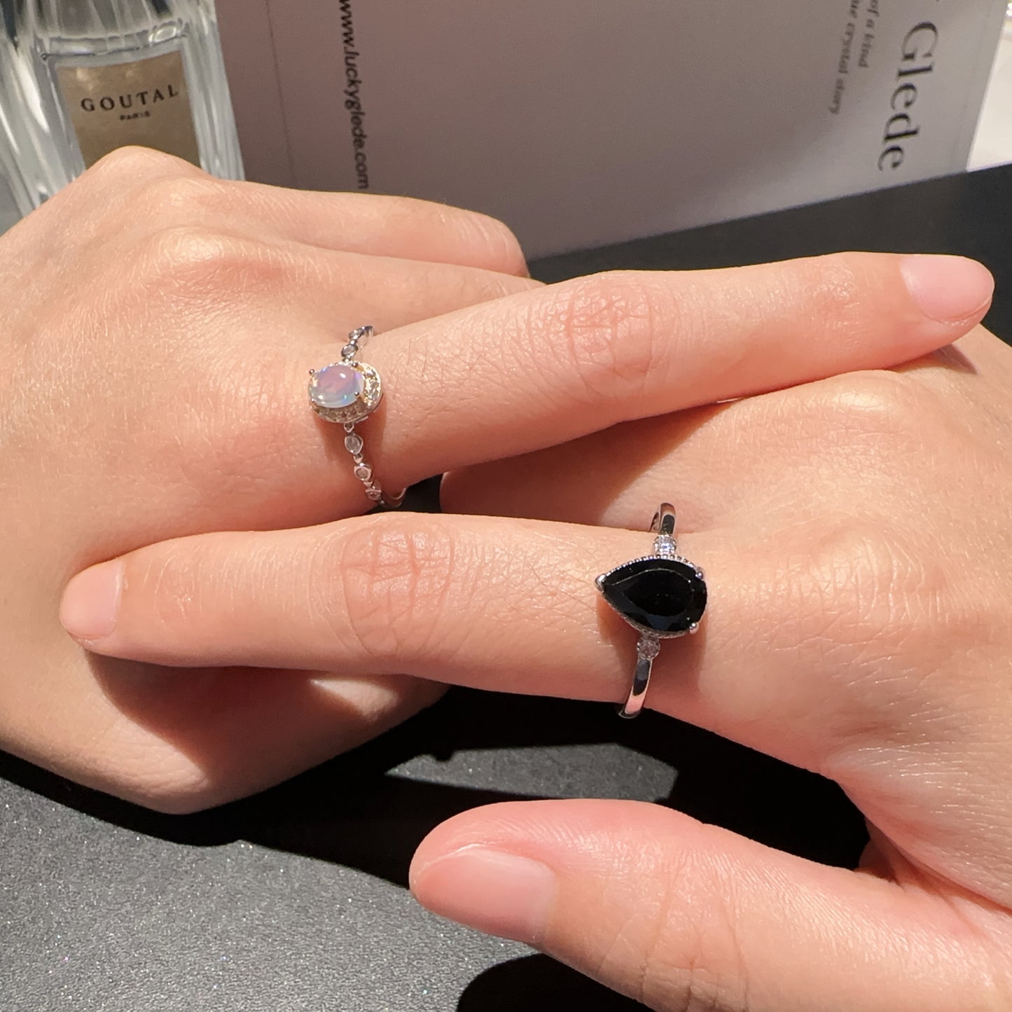 Natural Black Spinel Silver Ring