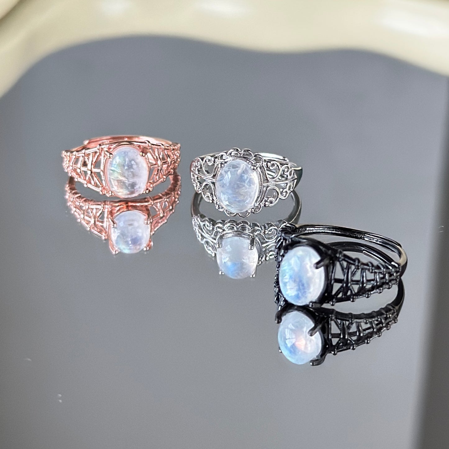 Moonstone S925 Ring Black