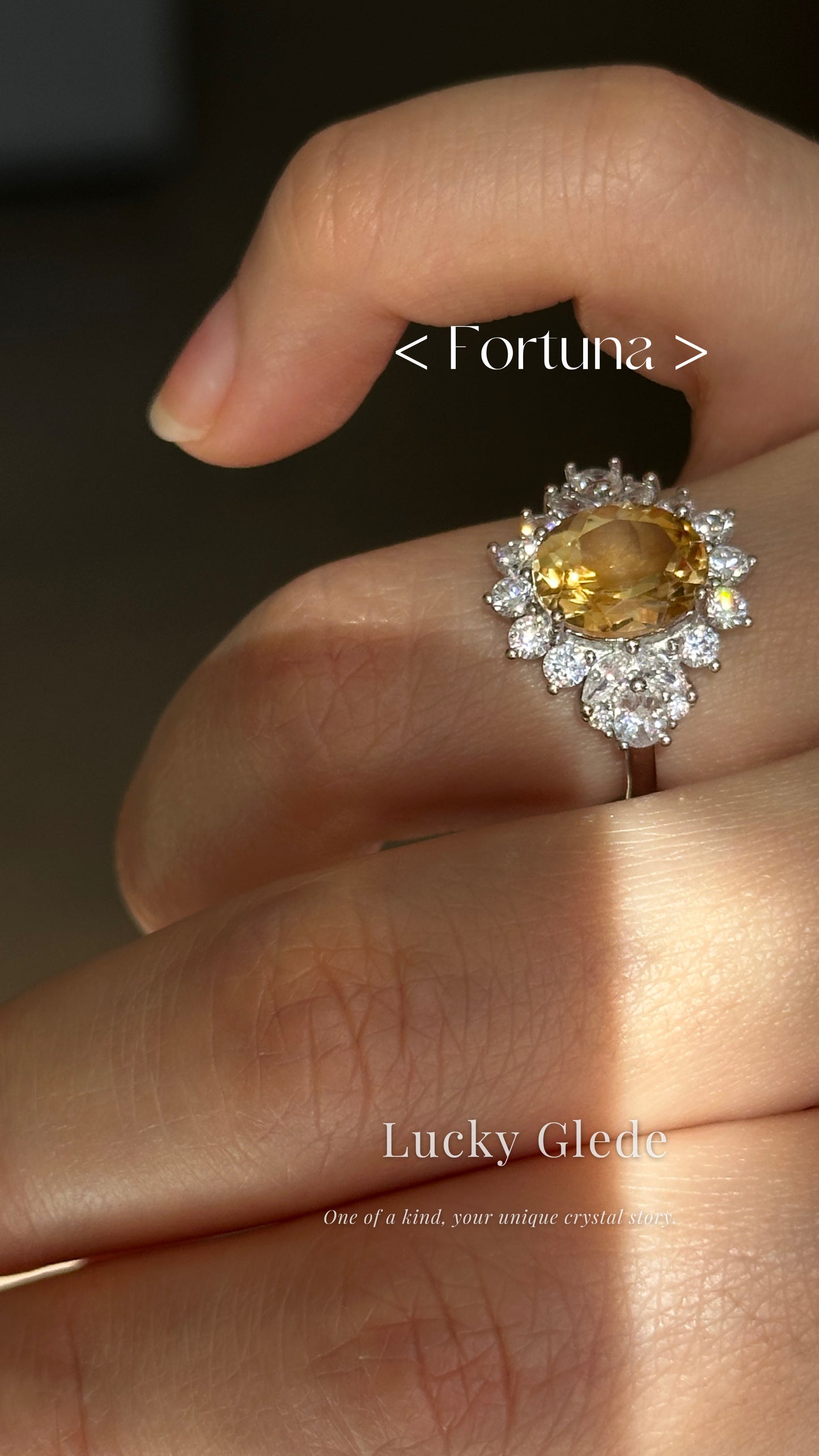 Midnight Bloom Citrine S925 Ring