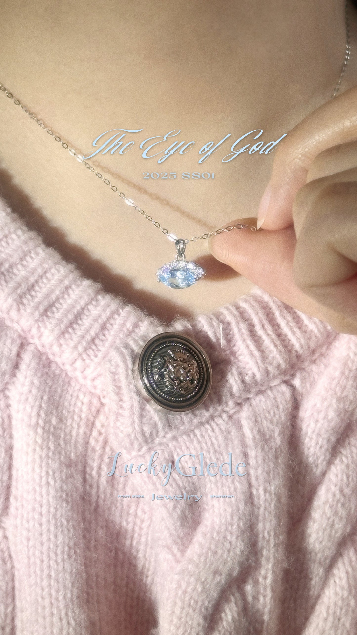 The Eye of Ocean: Natural Blue Topaz Silver Necklace