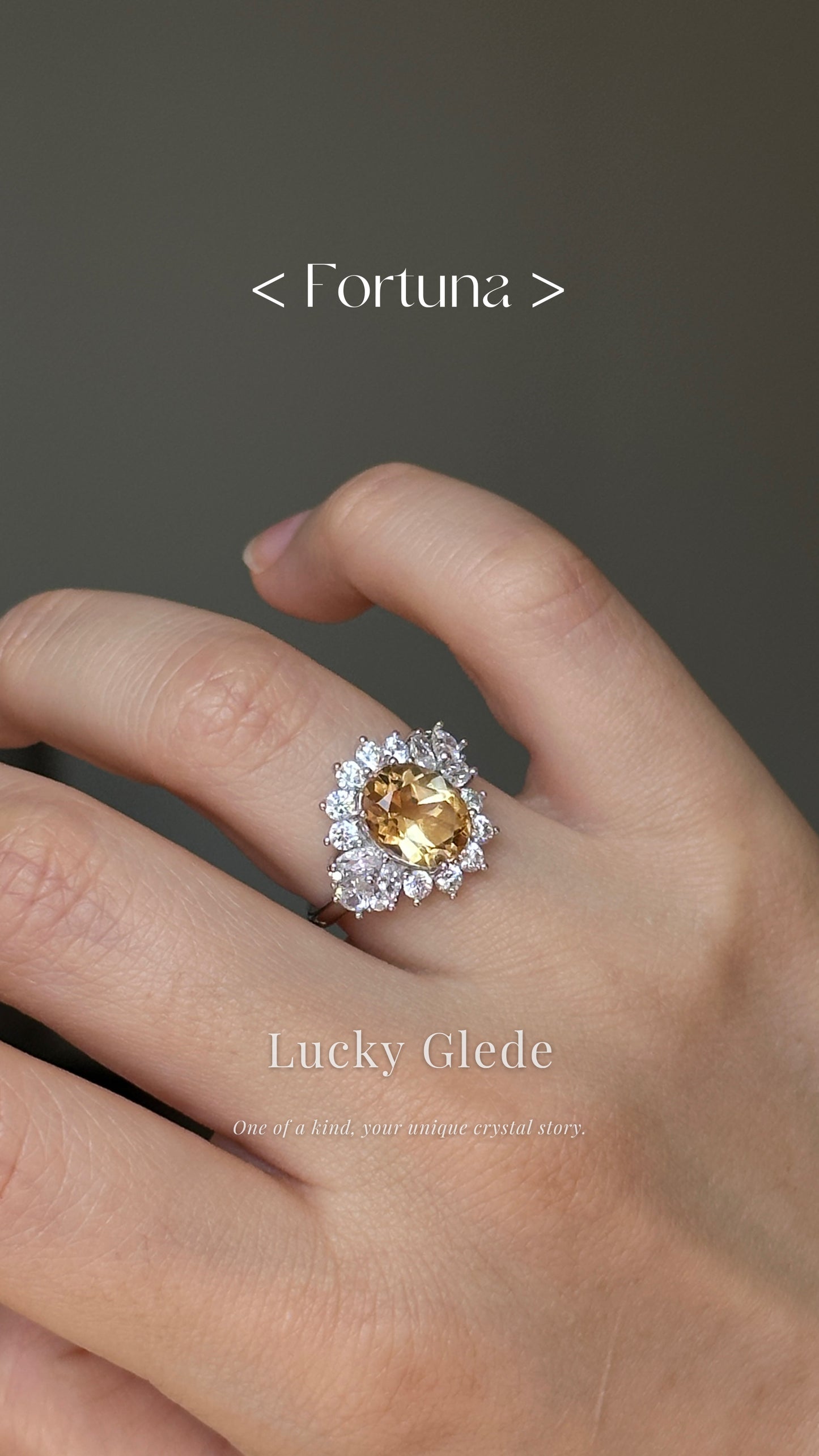 Midnight Bloom Citrine S925 Ring