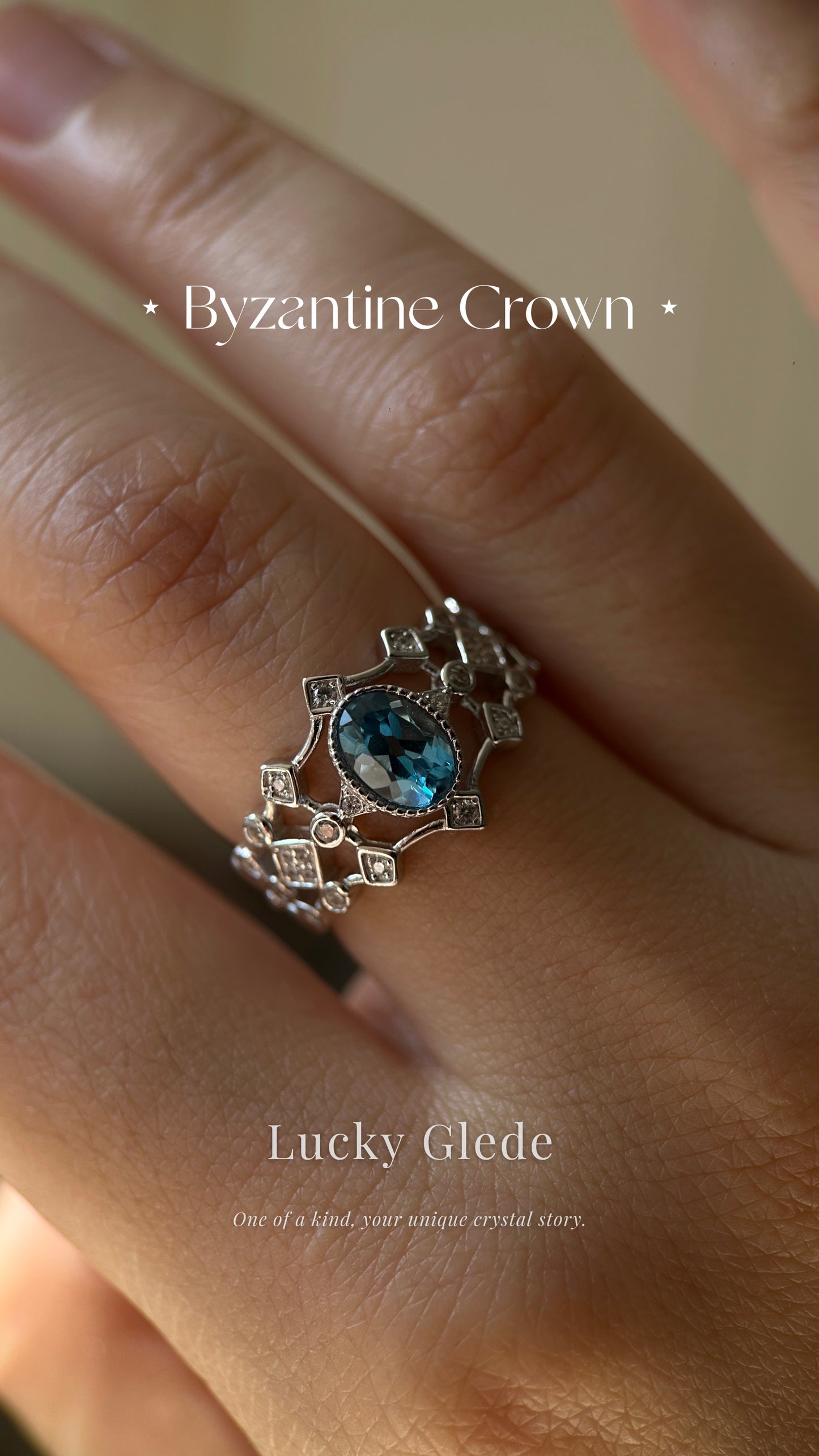 Vintage Charm Blue Topaz S925 Ring