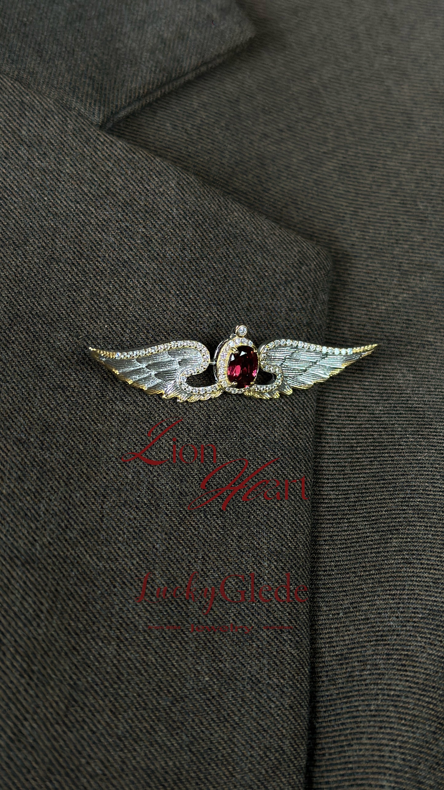 Wings of Liberty Versatile Brooch/Necklace-Garnet