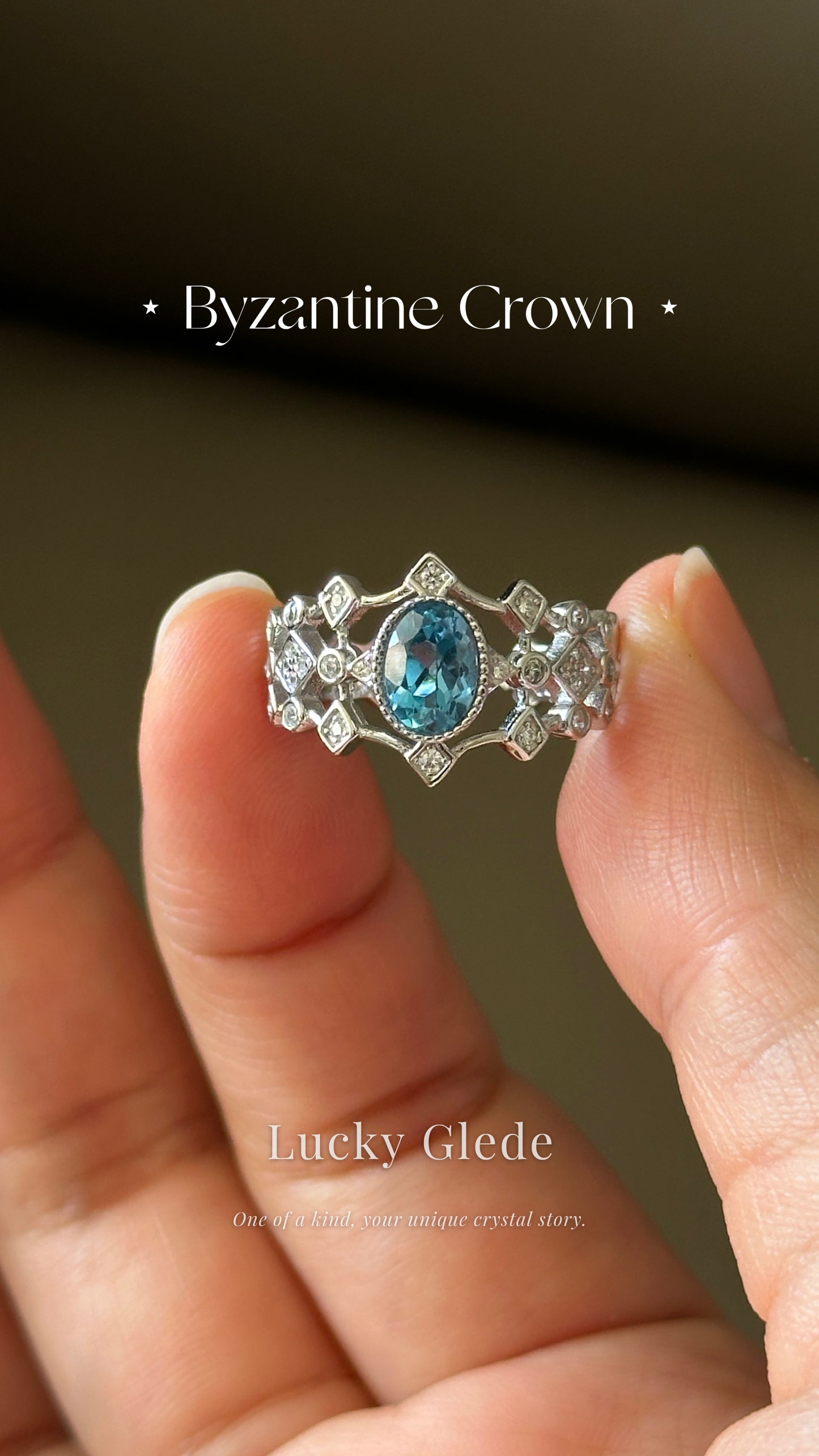 Vintage Charm Blue Topaz S925 Ring