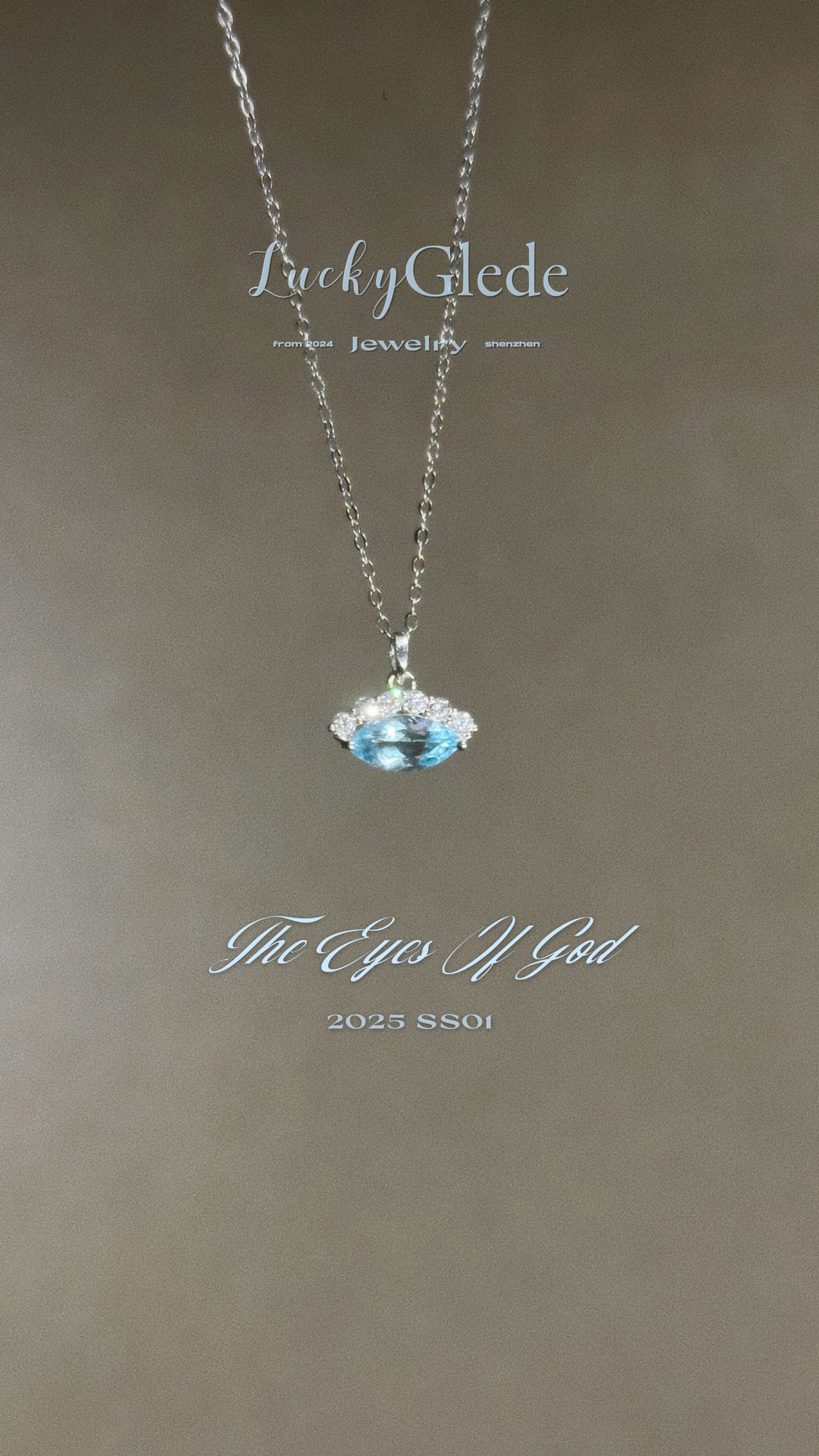 The Eye of Ocean: Natural Blue Topaz Silver Necklace