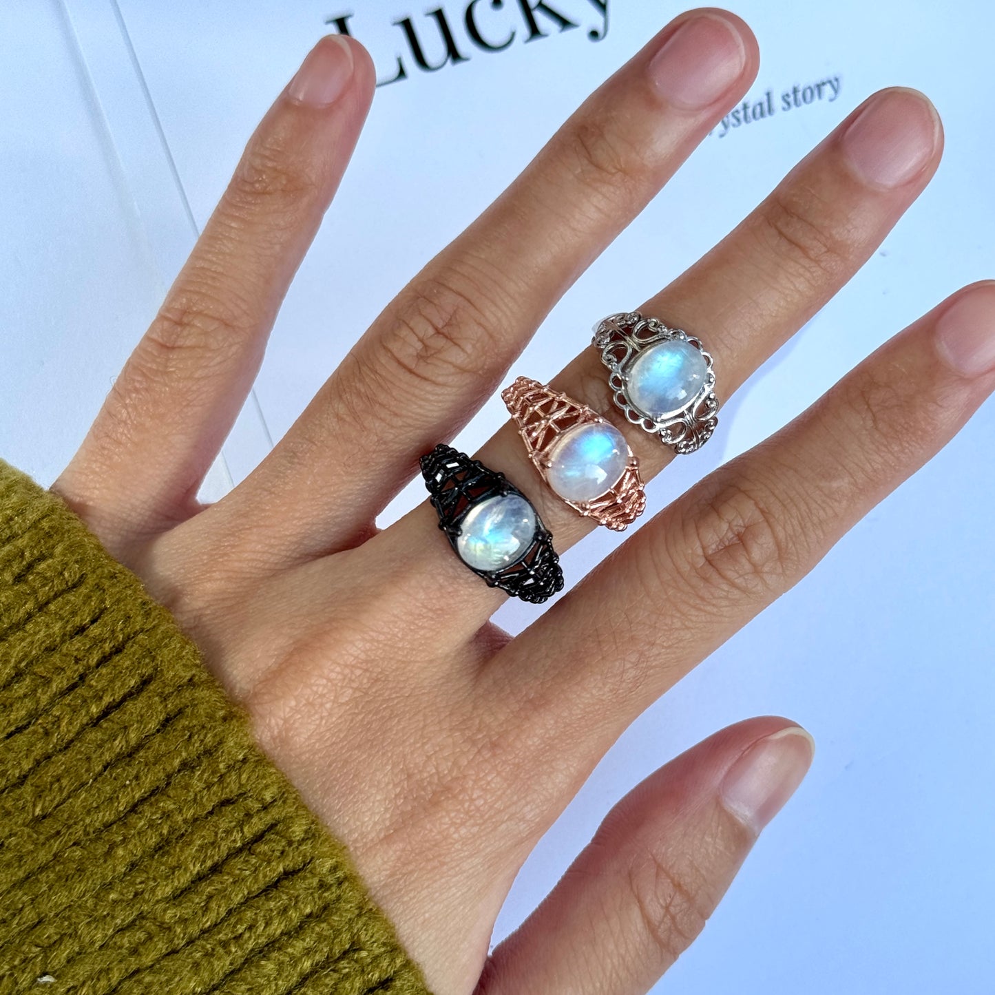 Moonstone S925 Ring Black