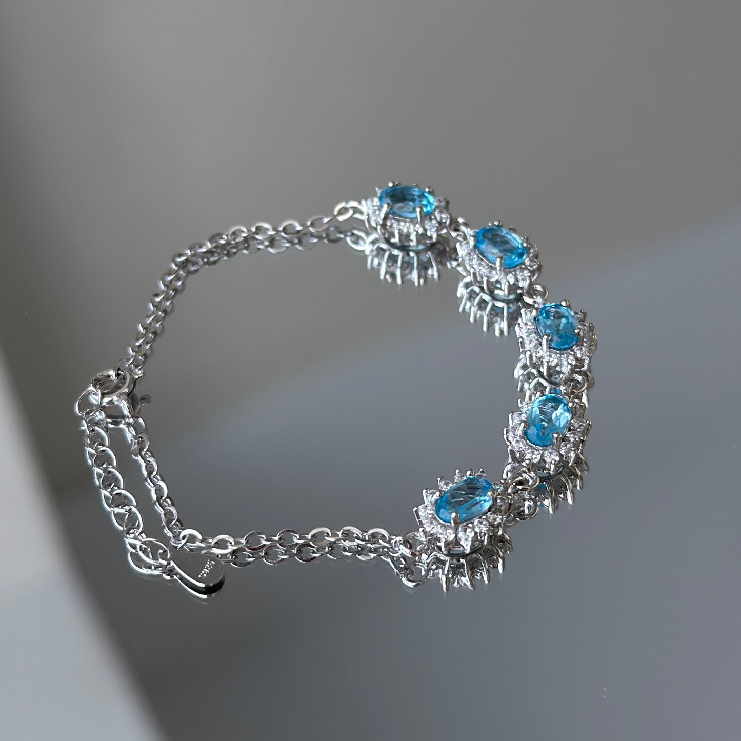 Blue Sunflowers: Natural Blue Topaz Silver Bracelet