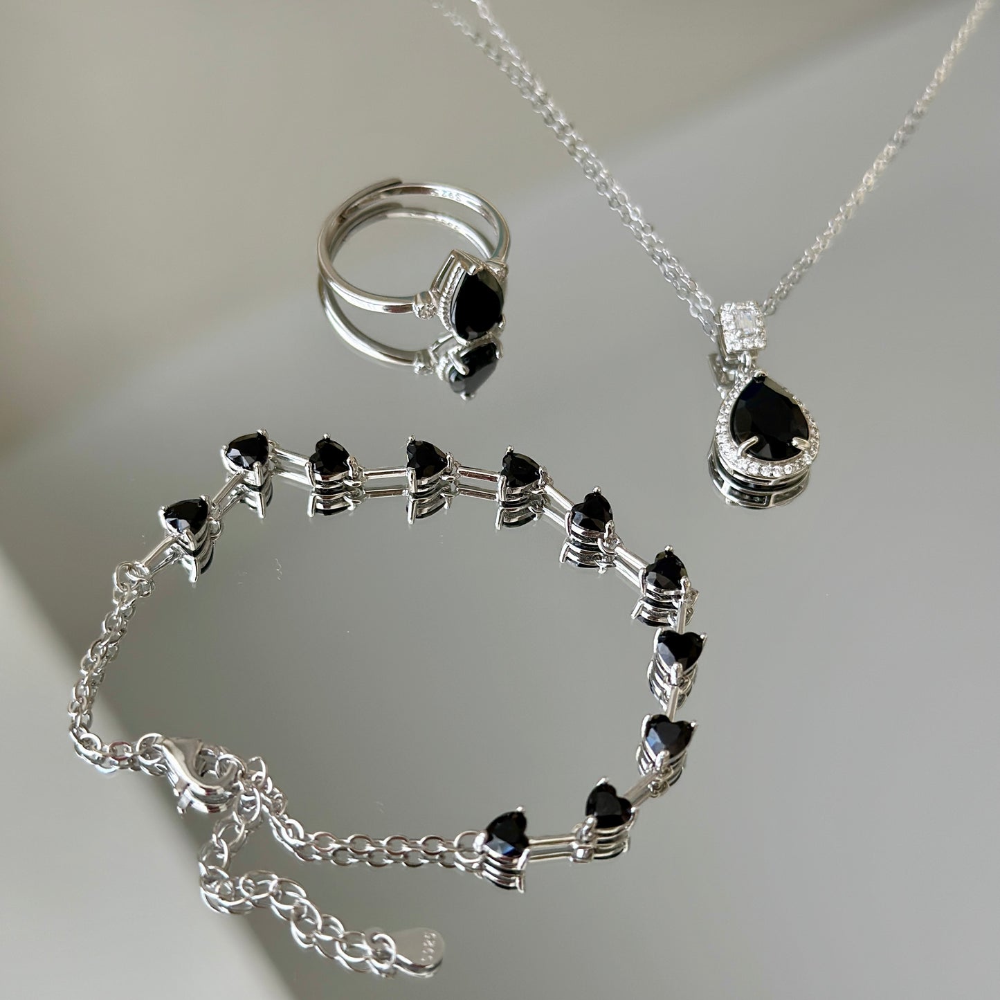 Natural Black Spinel Jewelry Set