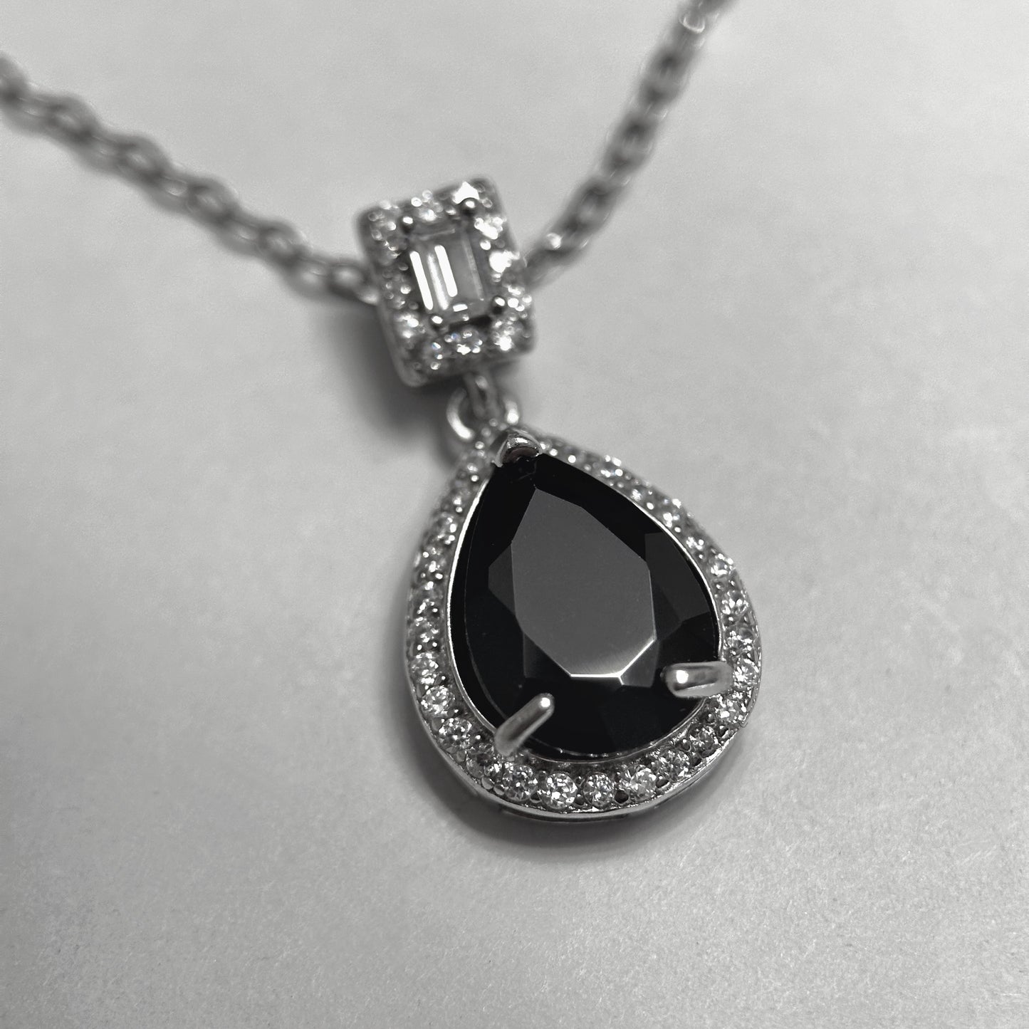 Natural Black Spinel Silver Necklace
