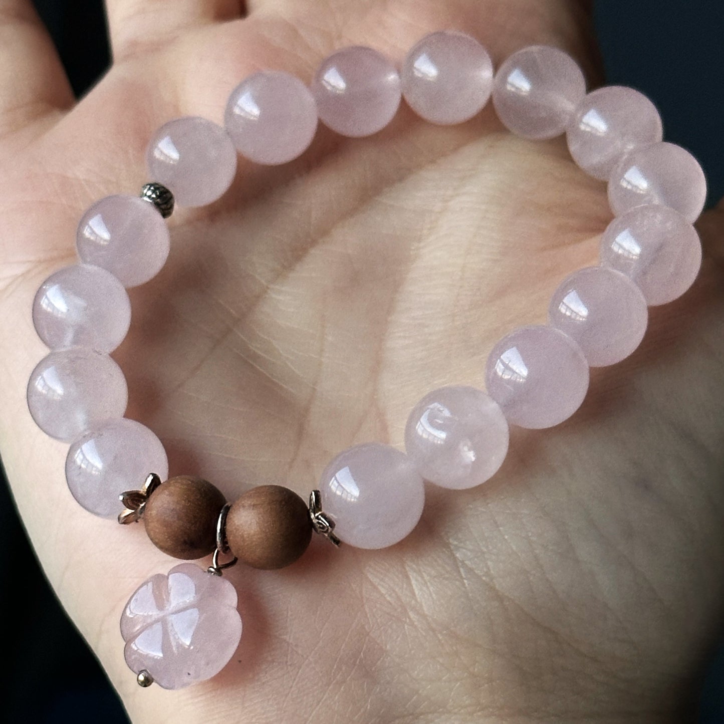 Rose Quartz Bracelet: S925 and Clover