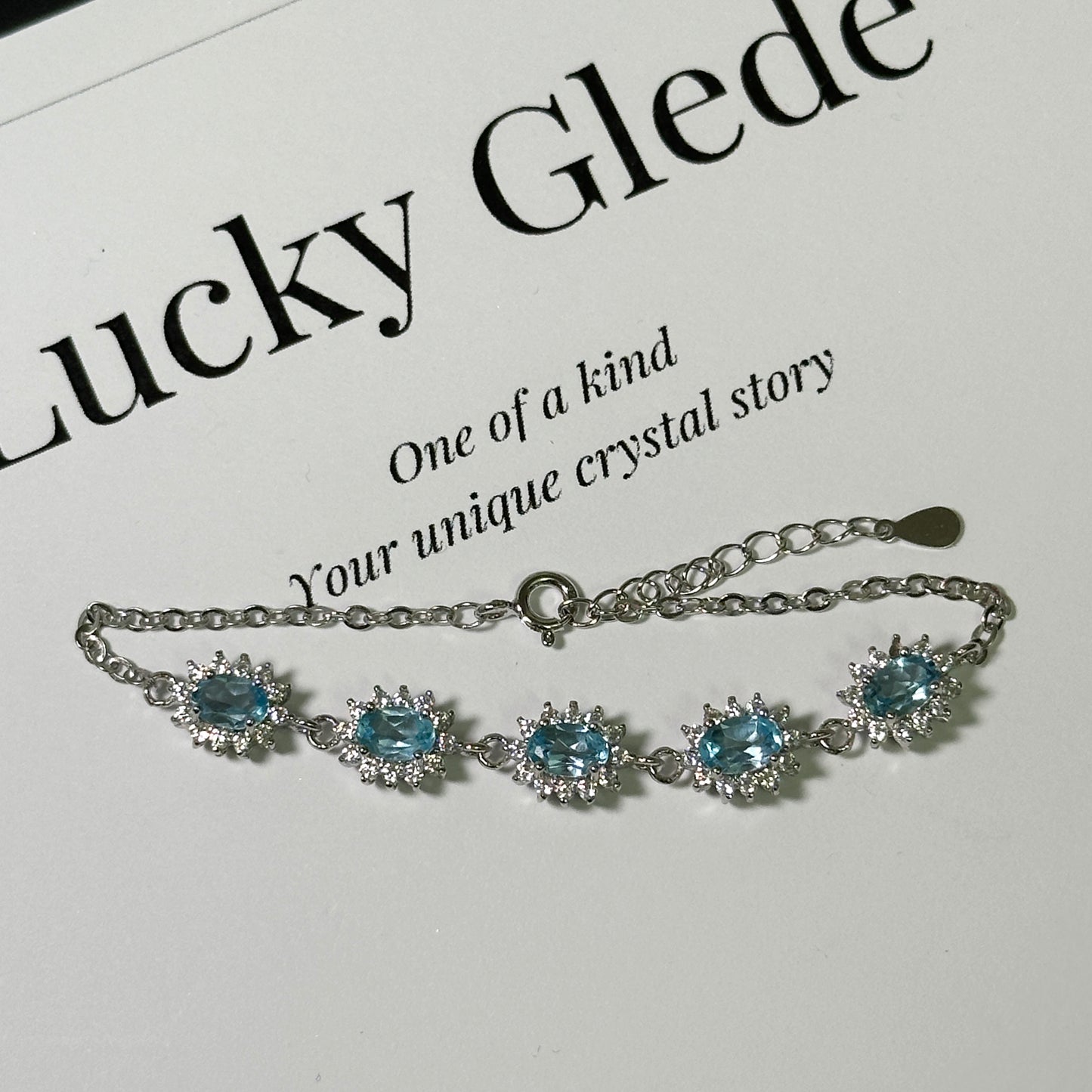 Blue Sunflowers: Natural Blue Topaz Silver Bracelet