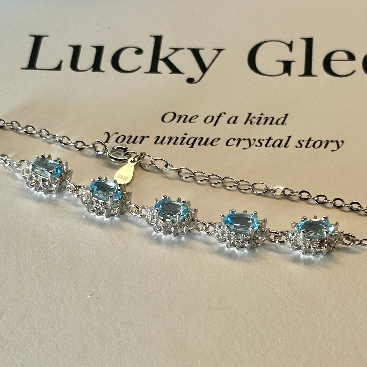 Blue Sunflowers: Natural Blue Topaz Silver Bracelet