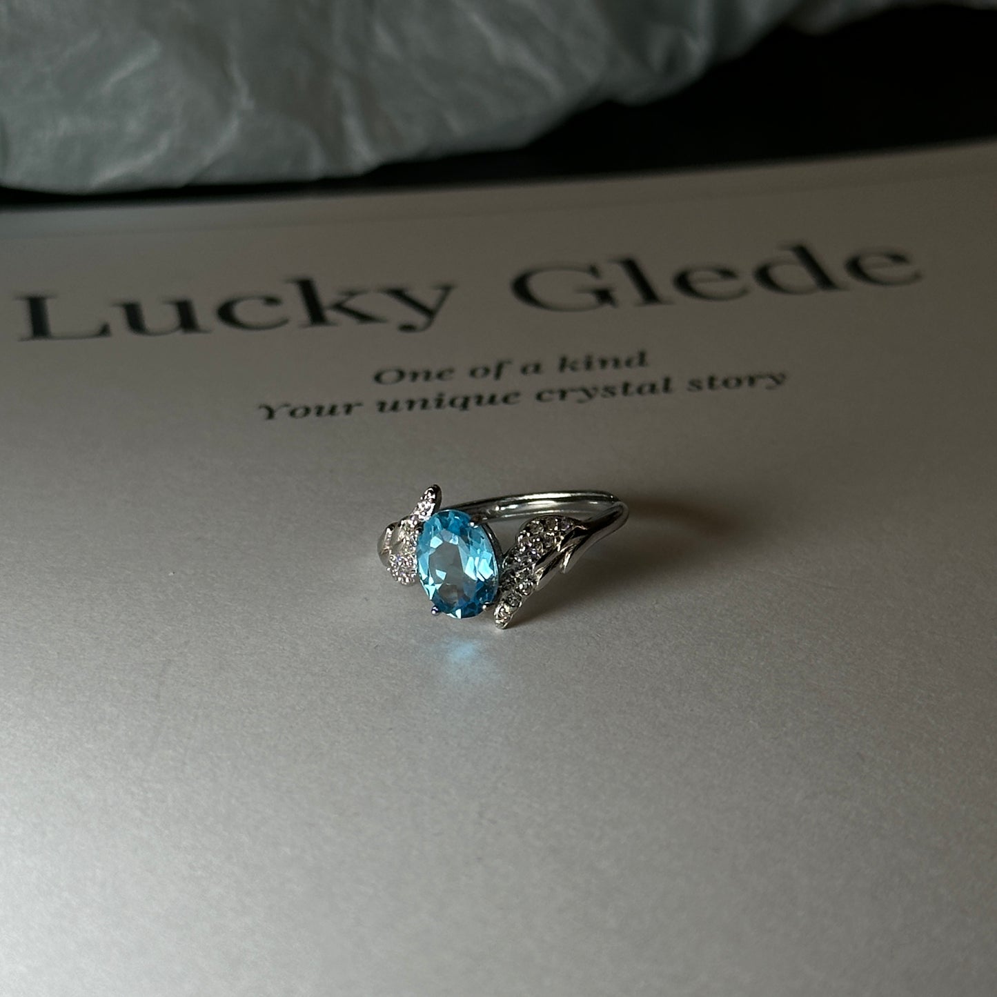 Wings/Teardrop/Square-Natural Blue Topaz Silver Rings Set
