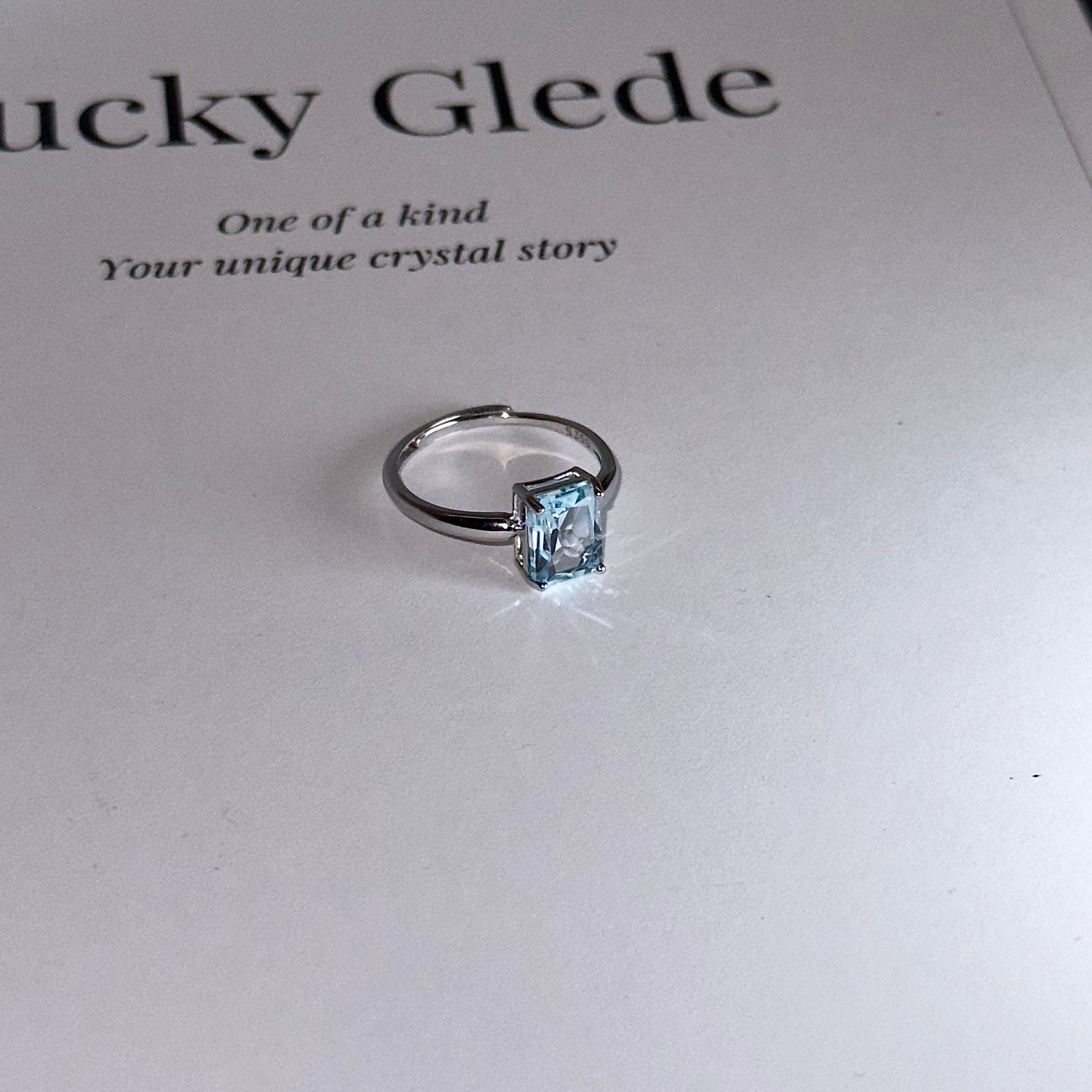 Wings/Teardrop/Square-Natural Blue Topaz Silver Rings Set