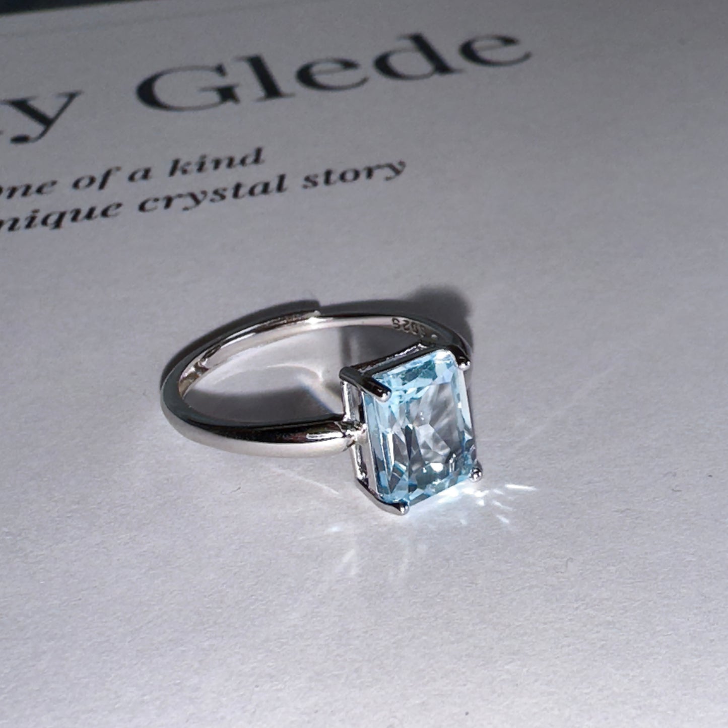Wings/Teardrop/Square-Natural Blue Topaz Silver Rings Set