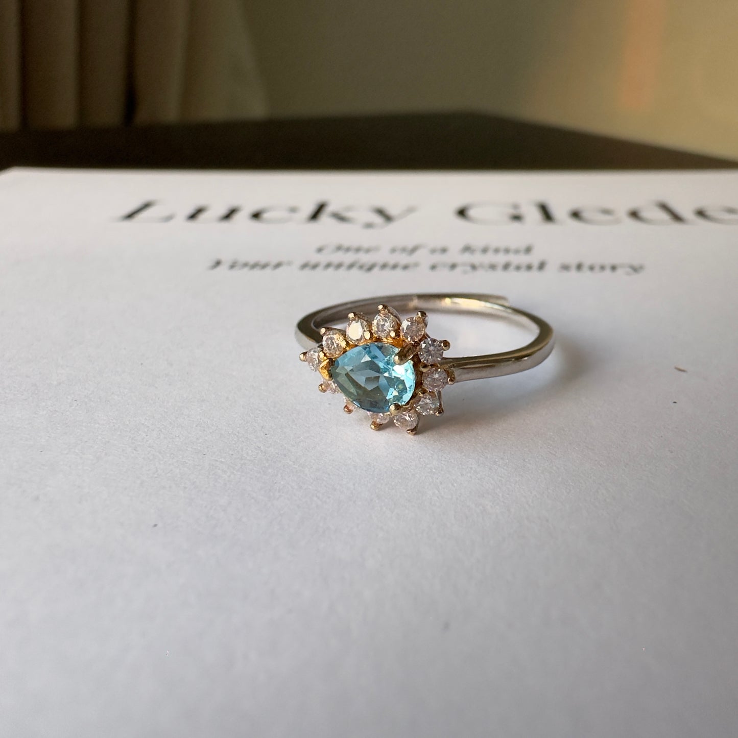 Wings/Teardrop/Square-Natural Blue Topaz Silver Rings Set