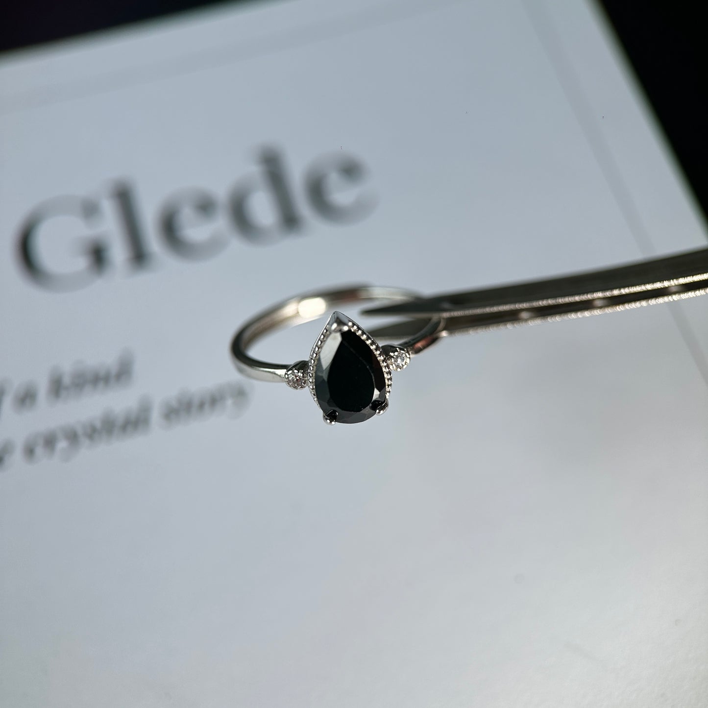 Natural Black Spinel Silver Ring