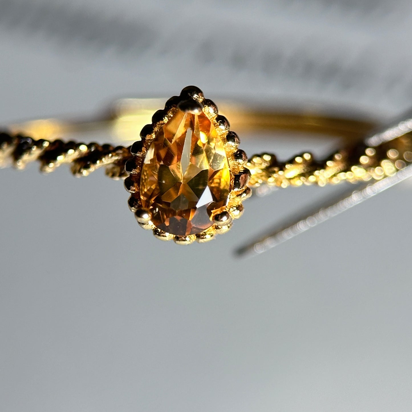 Heart/Teardrop-Natural Citrine Silver Rings Set