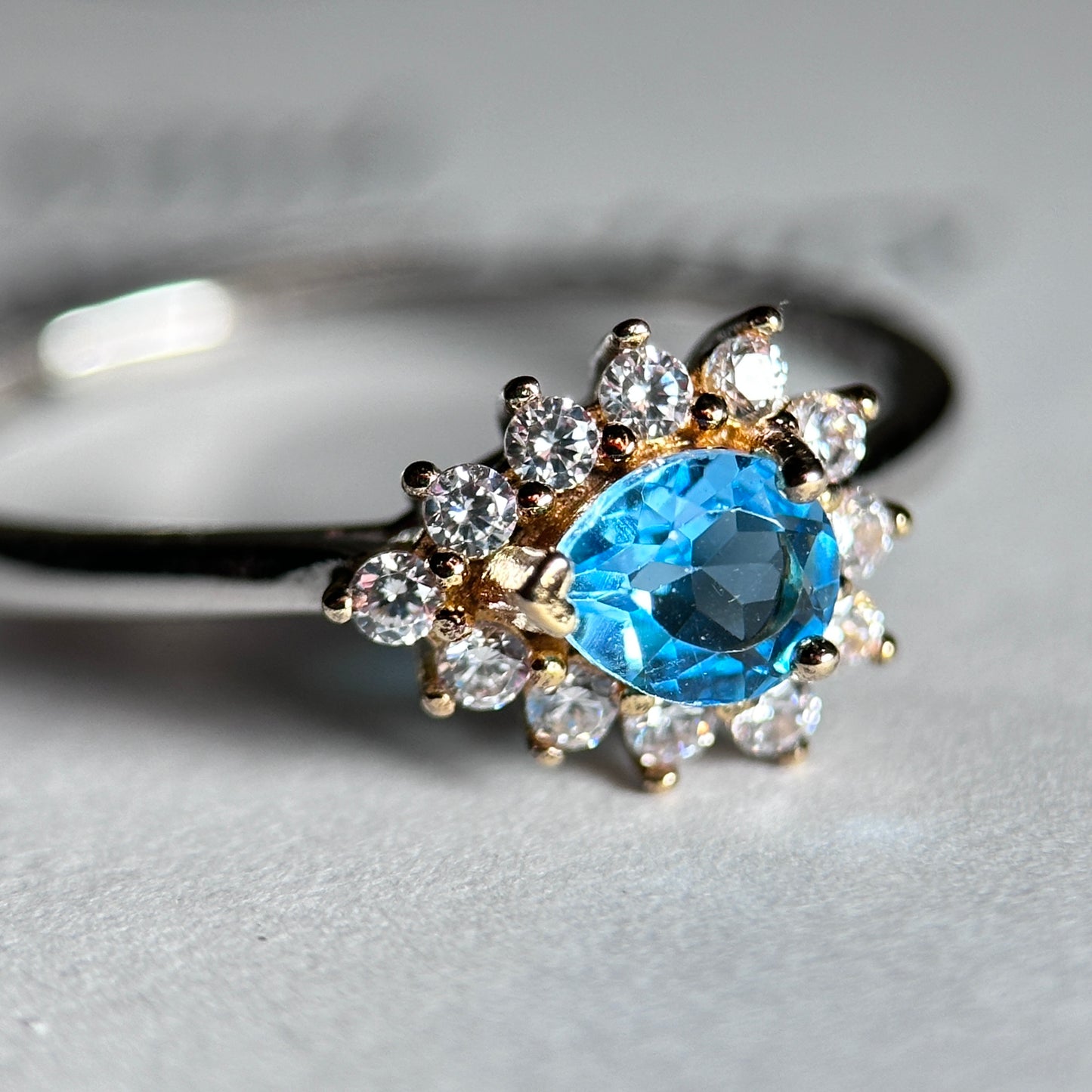 Wings/Teardrop/Square-Natural Blue Topaz Silver Rings Set