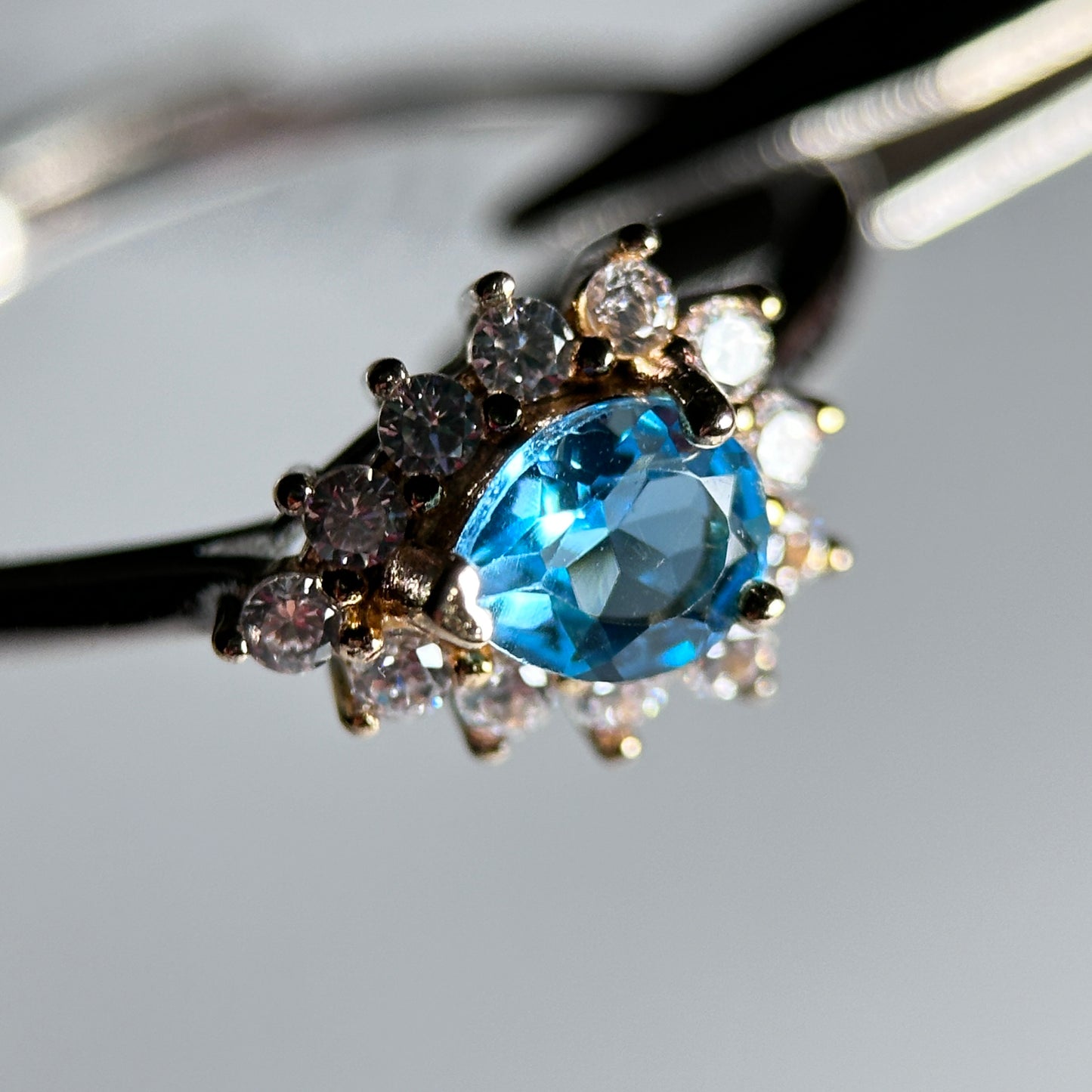Wings/Teardrop/Square-Natural Blue Topaz Silver Rings Set