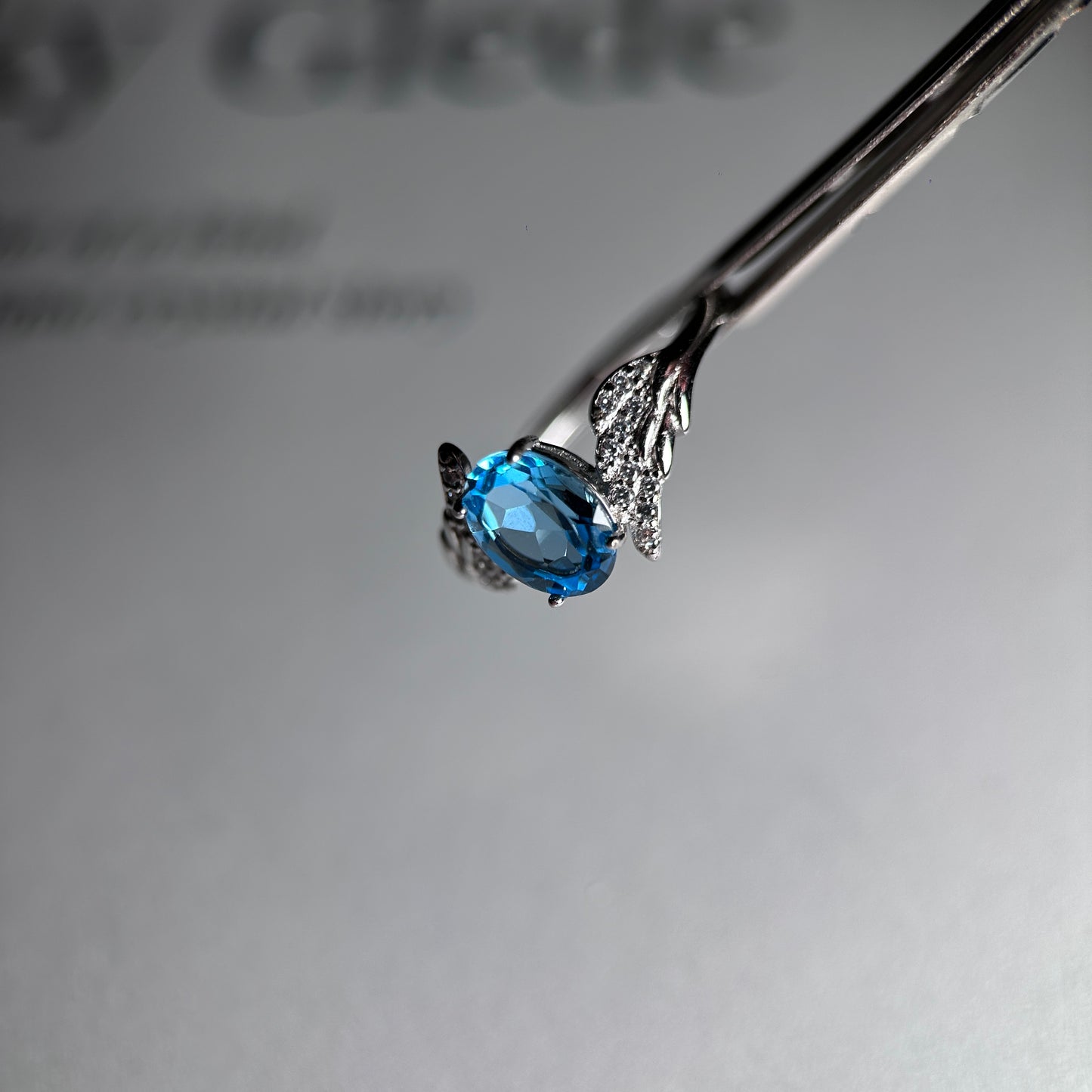 Wings/Teardrop/Square-Natural Blue Topaz Silver Rings Set