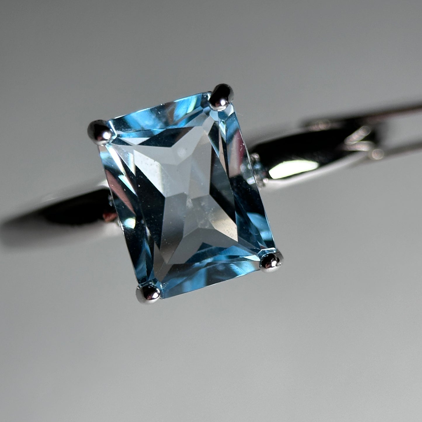 Wings/Teardrop/Square-Natural Blue Topaz Silver Rings Set