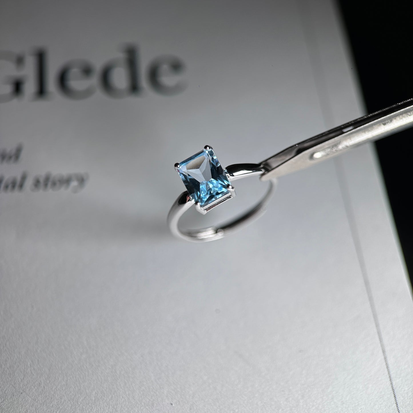 Wings/Teardrop/Square-Natural Blue Topaz Silver Rings Set