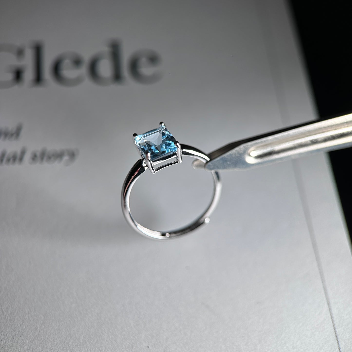 Wings/Teardrop/Square-Natural Blue Topaz Silver Rings Set