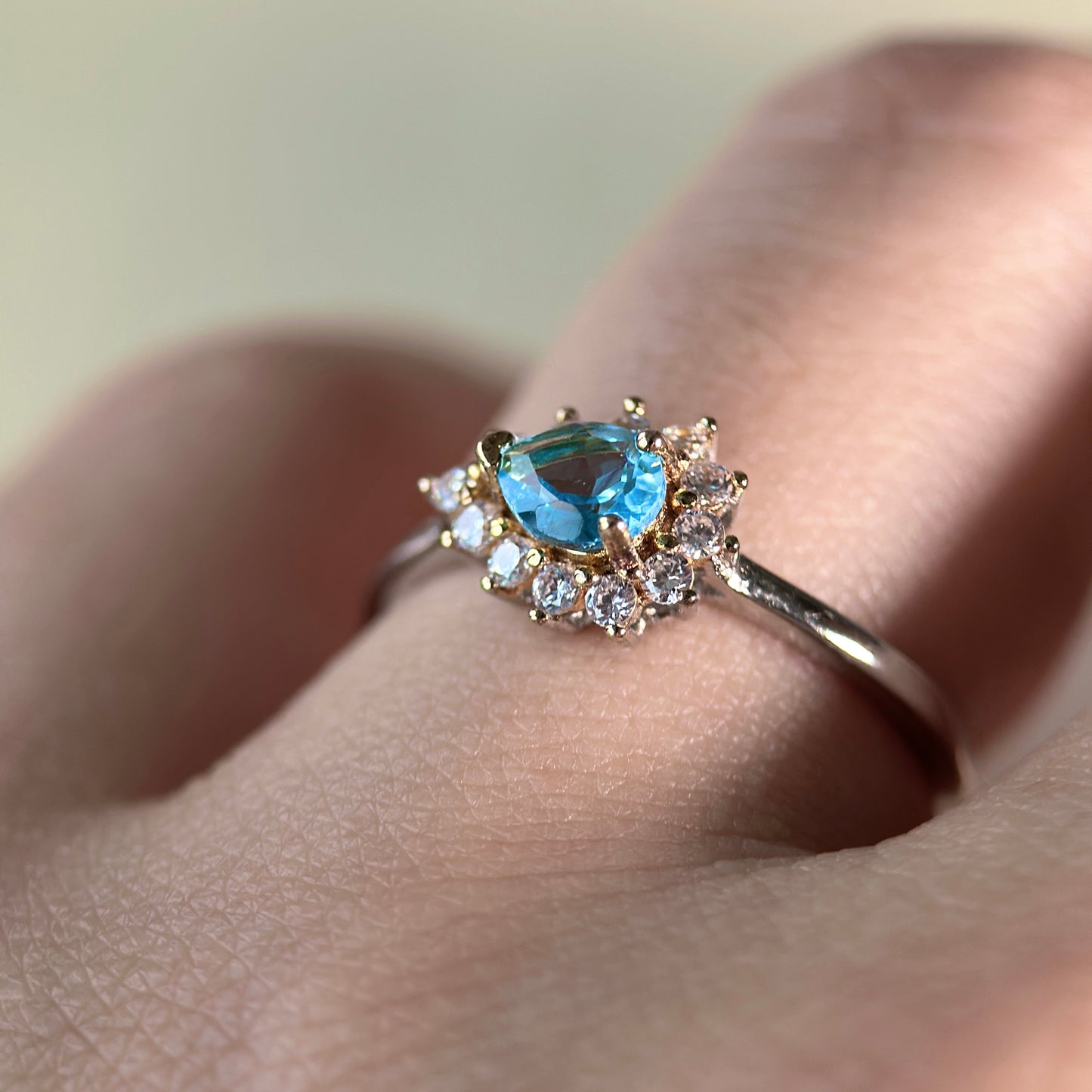 Wings/Teardrop/Square-Natural Blue Topaz Silver Rings Set