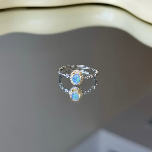 Natural Opal Stone Silver Ring