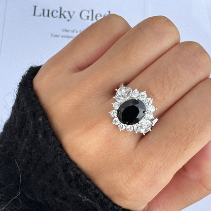 Midnight Bloom Black Spinel S925 Ring