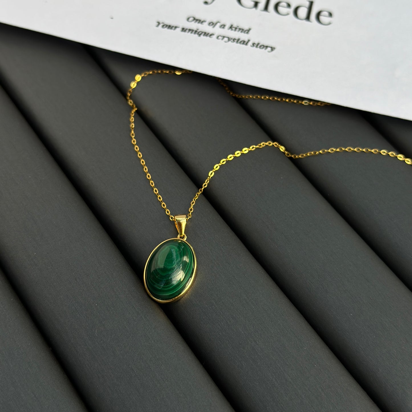 Classic Malachite S925 Necklace Golden Color