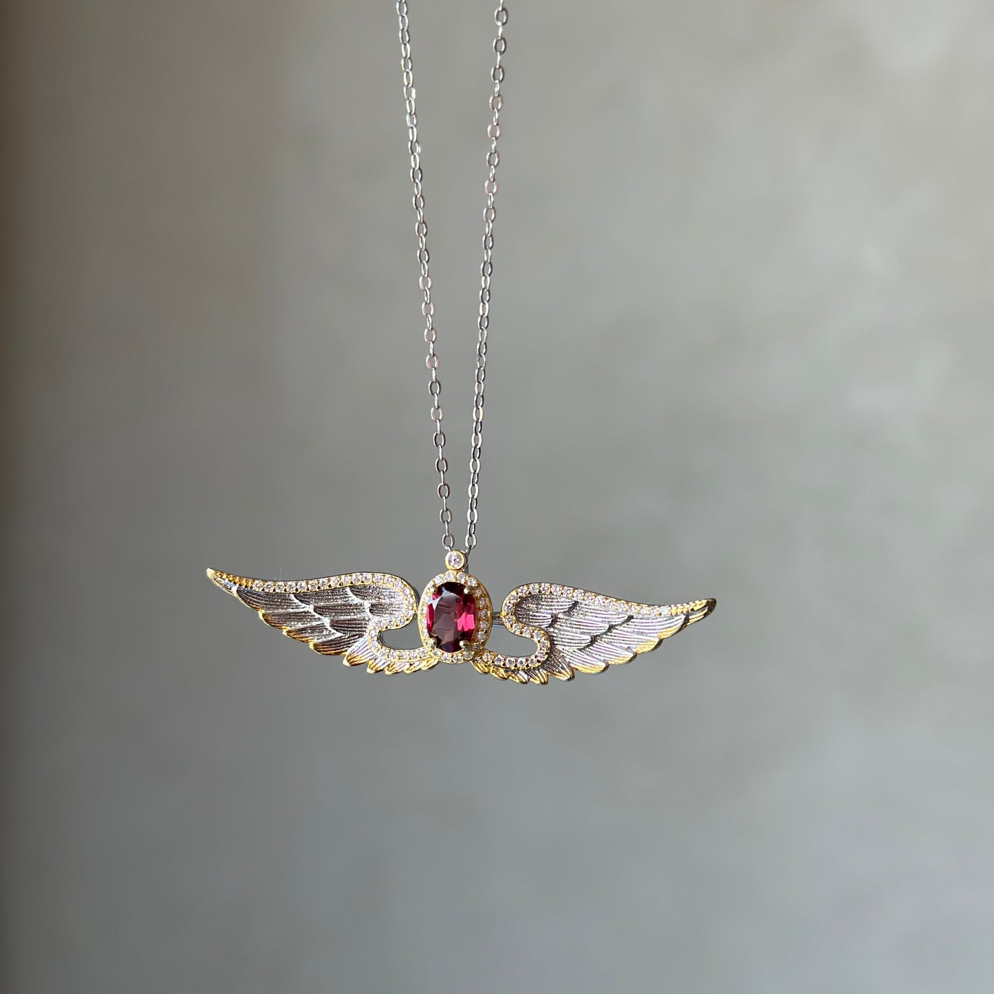 Wings of Liberty Versatile Brooch/Necklace-Garnet