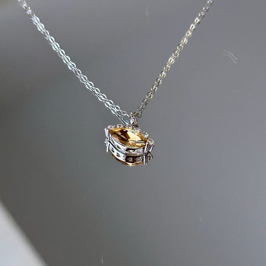 The Eye of Prosperity: Natural Citrine Silver Necklace