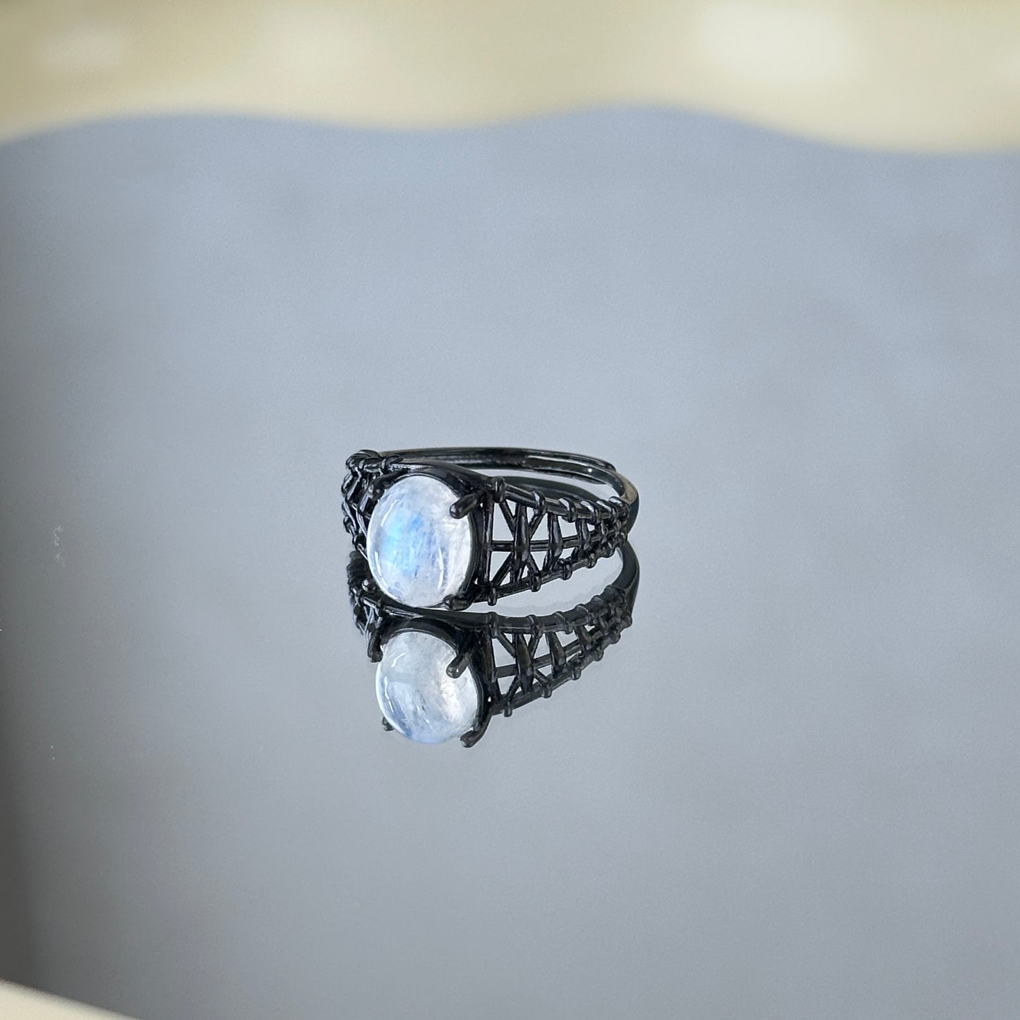 Moonstone S925 Ring Black