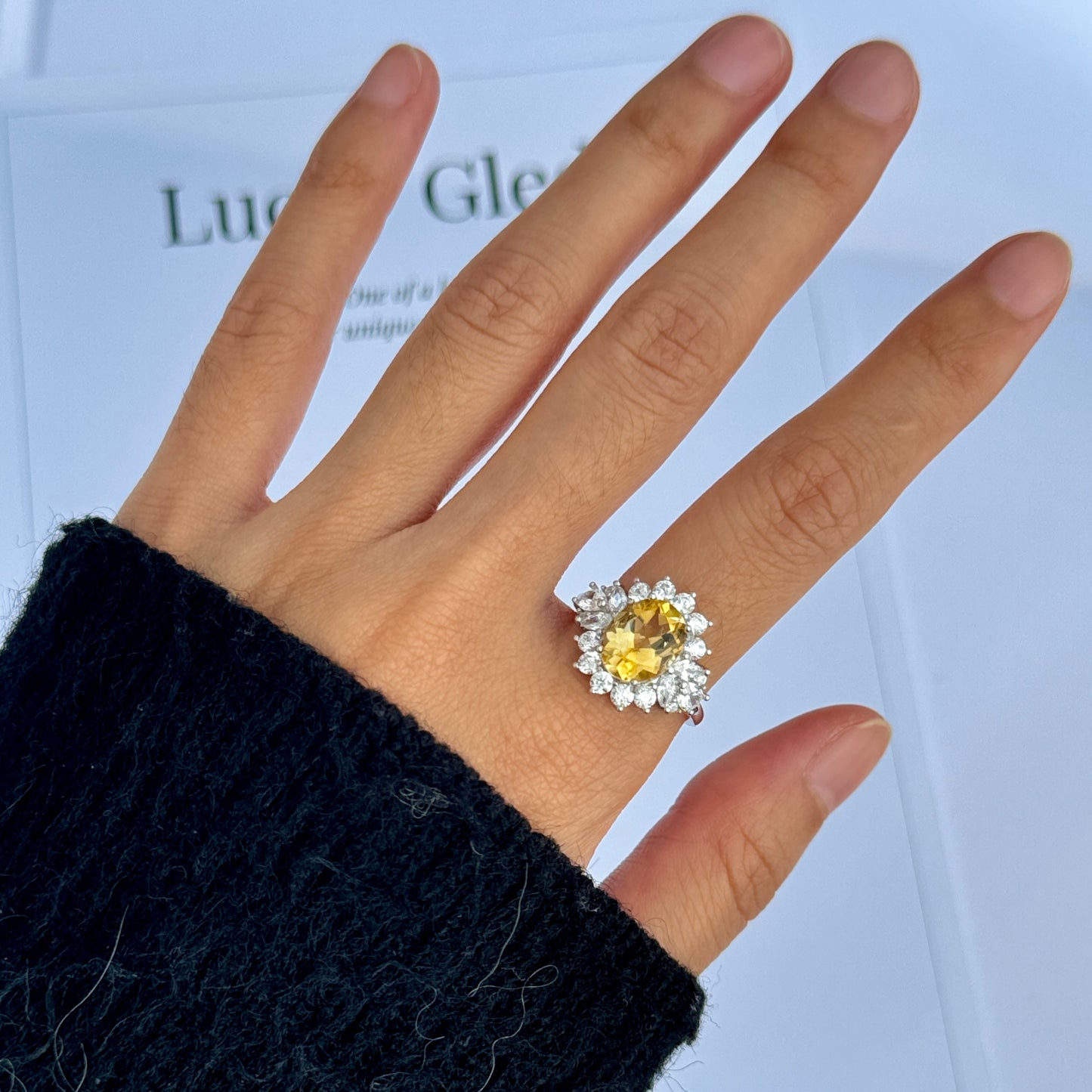 Midnight Bloom Citrine S925 Ring