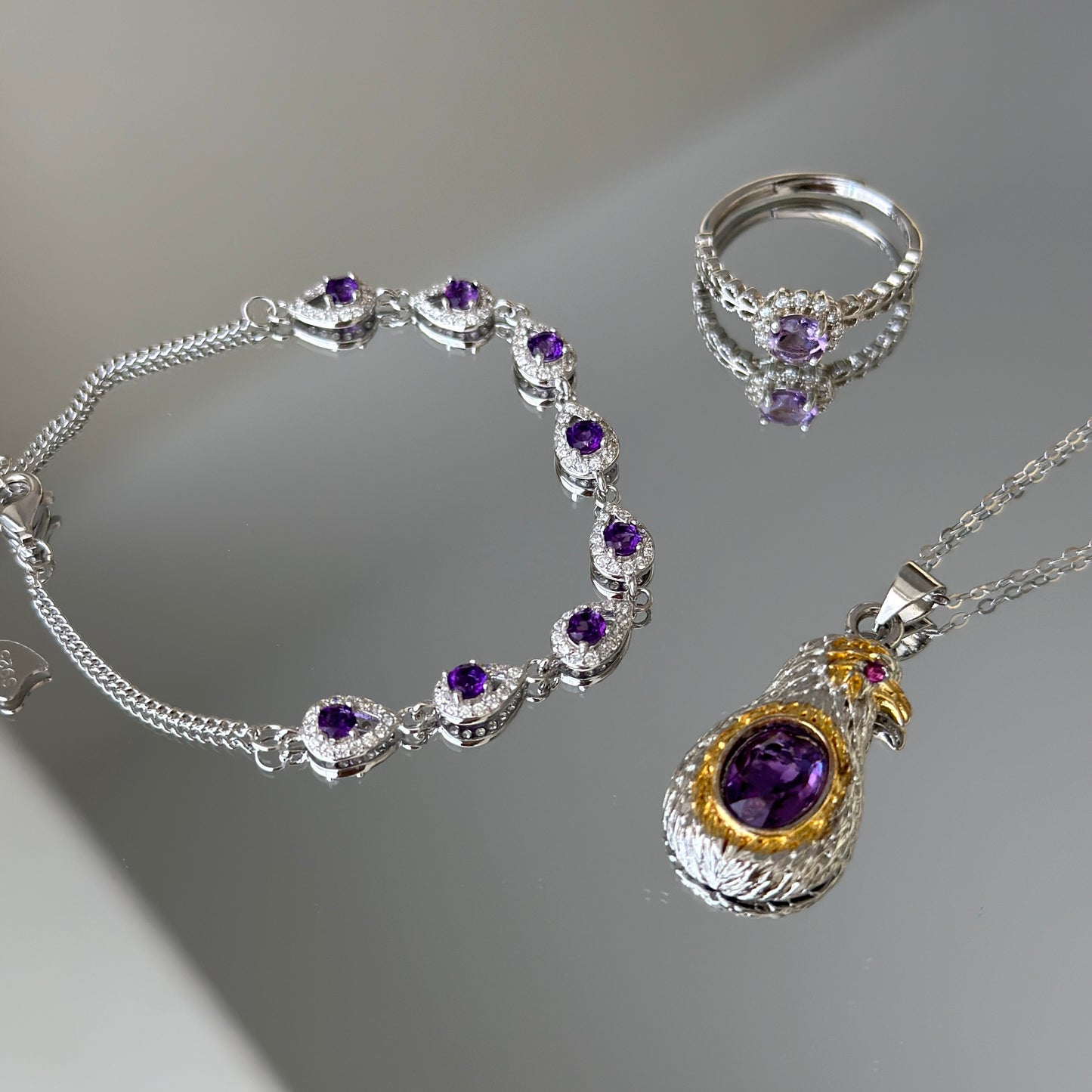 Natural Amethyst Jewelry Set