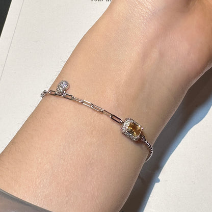 Natural Citrine Silver Bracelet