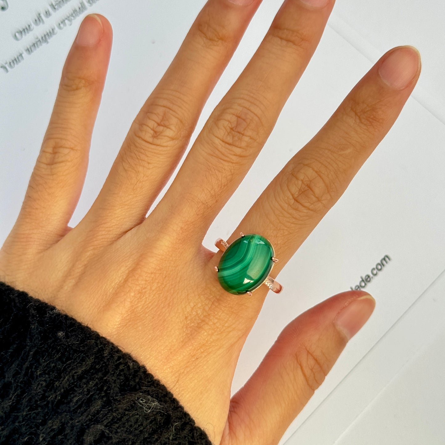 Basic Rose Gold Malachite S925 Ring