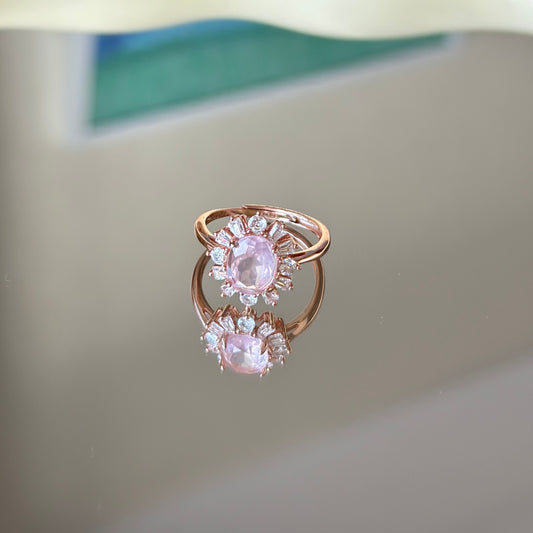 Lotus Blossom Rose Quartz S925 Ring