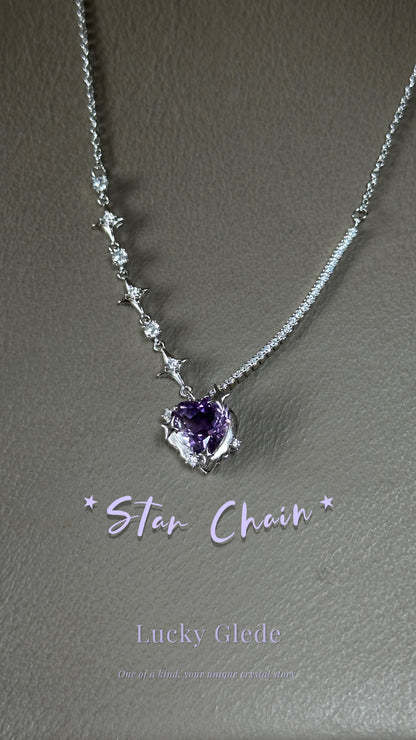 Star Chain Amethyst Necklace