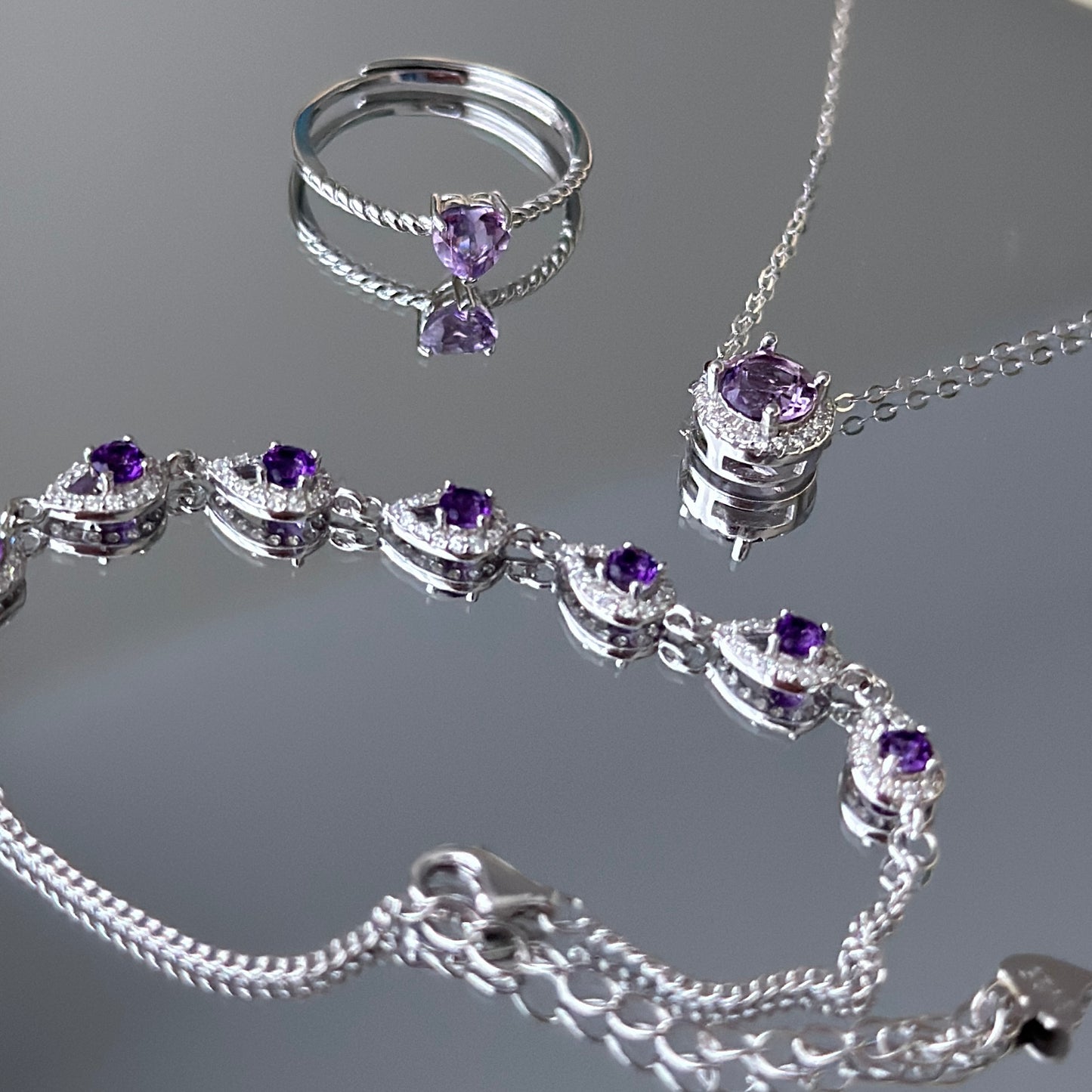 Natural Amethyst Jewelry Set