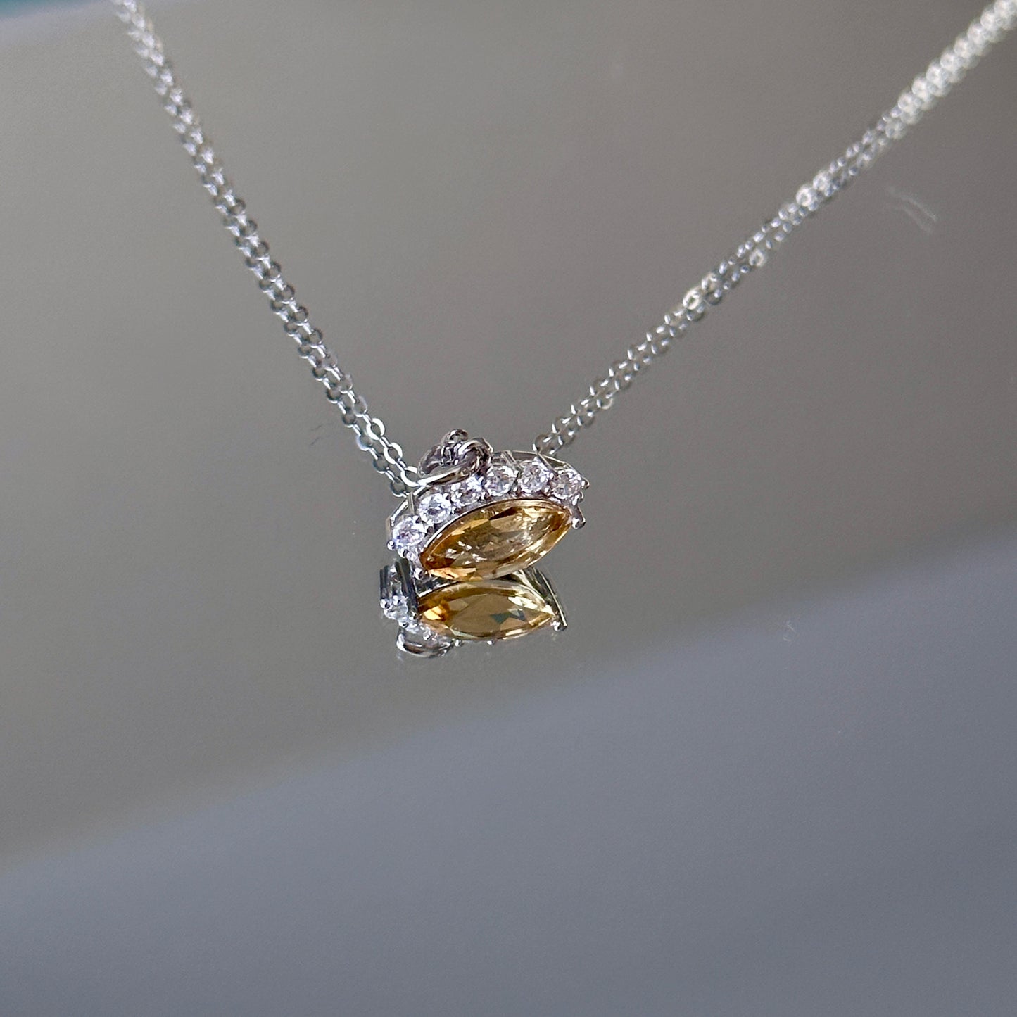 The Eye of Prosperity: Natural Citrine Silver Necklace